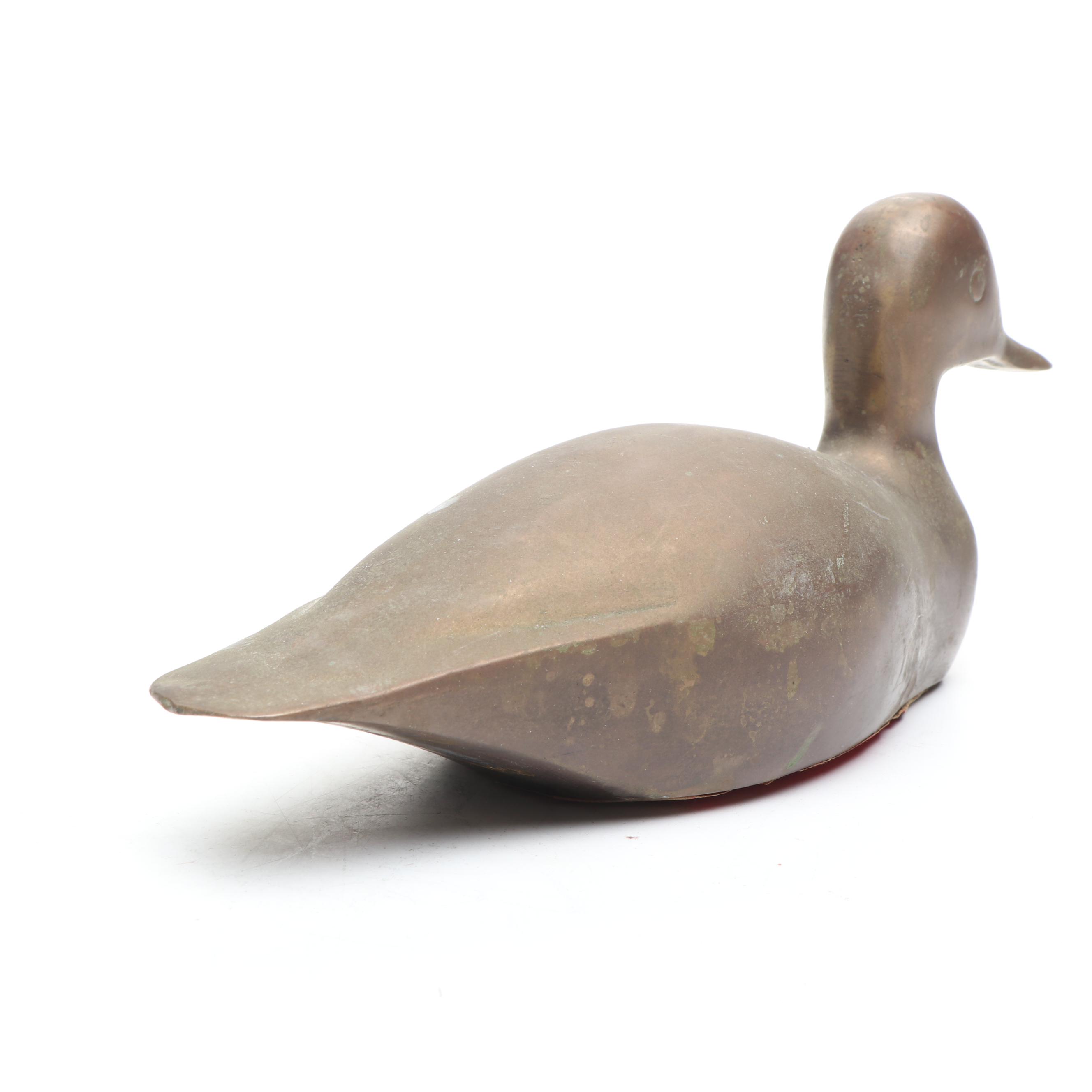 Turtle Brass Decorative Box with Duck Figure and Other Brass Figures