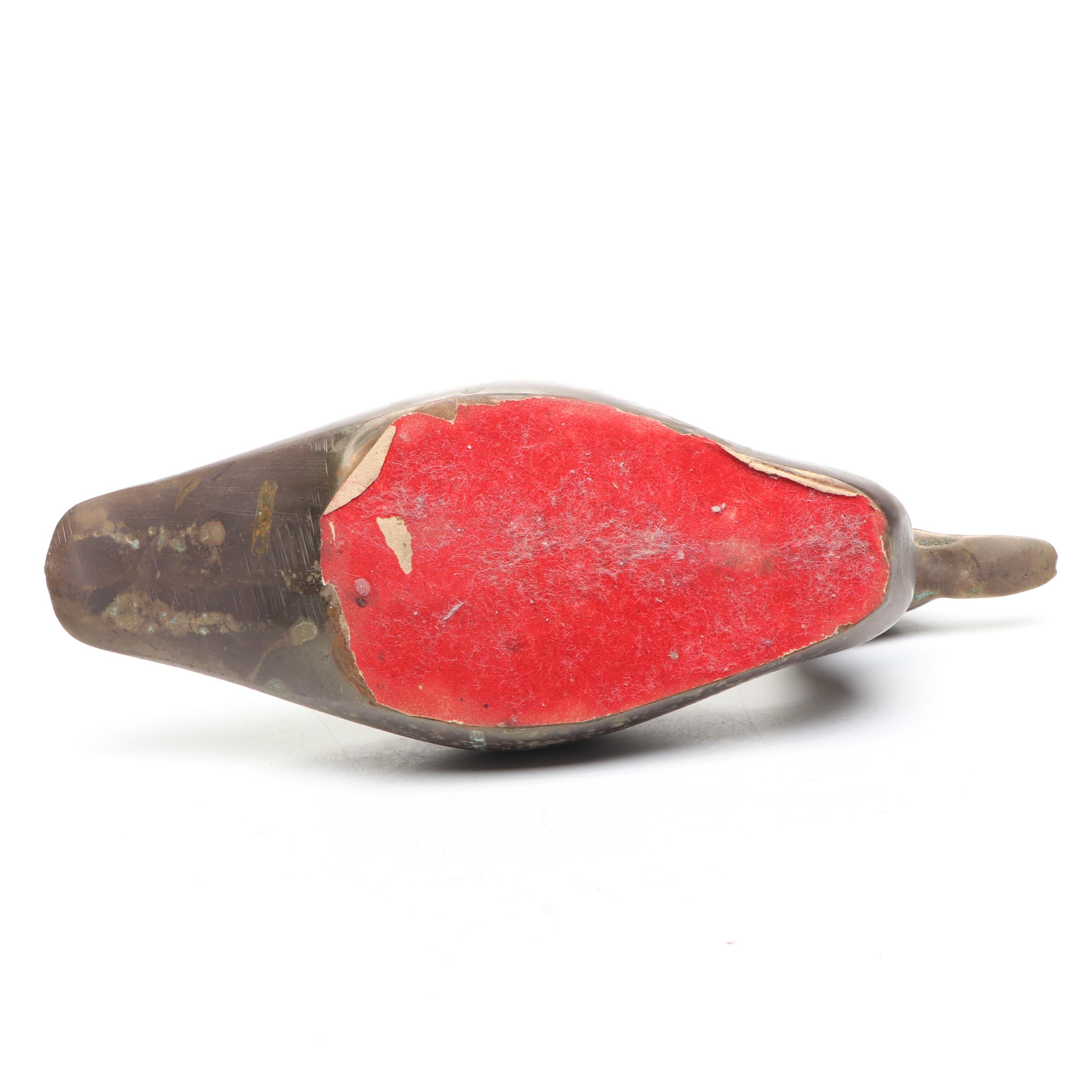 Turtle Brass Decorative Box with Duck Figure and Other Brass Figures