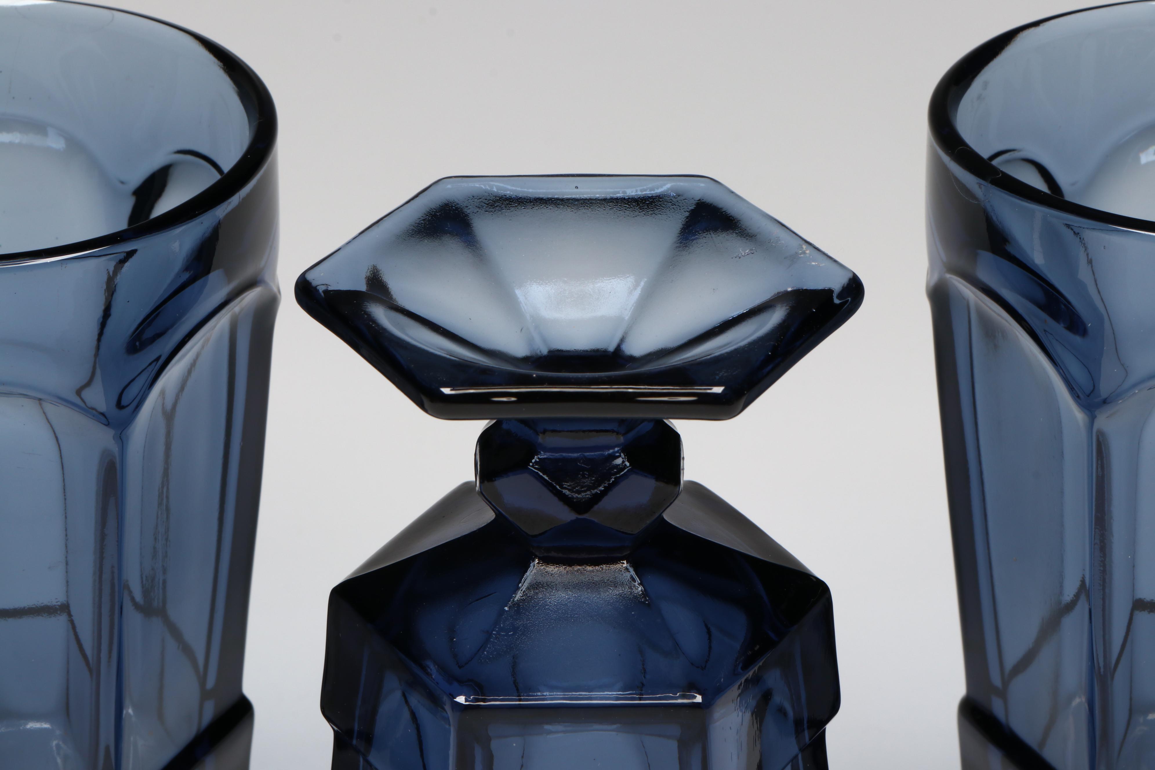 Vintage Paneled Iced Tea Glasses with Other Glass Tableware and Decor