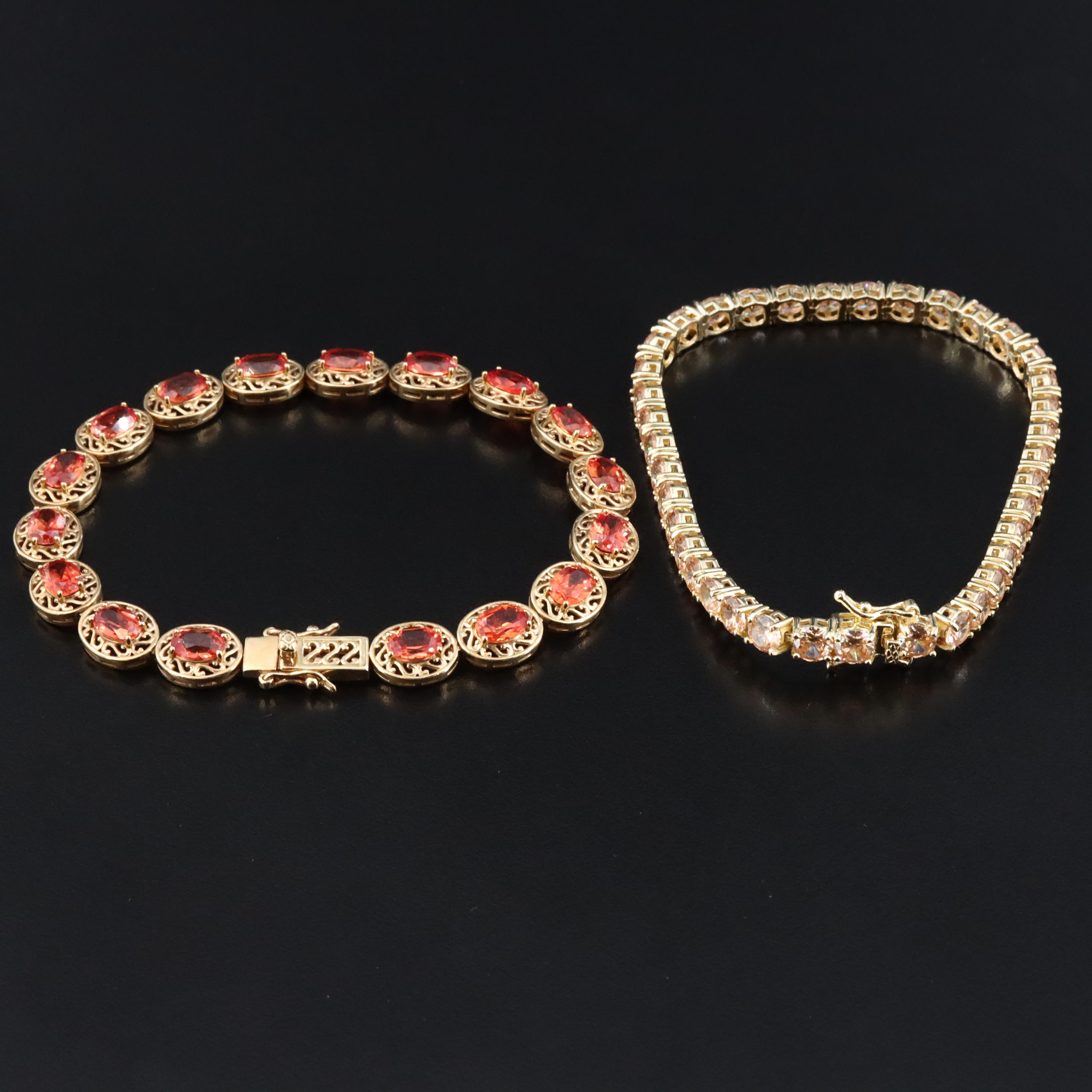 Sterling Spinel and CZ Bracelets