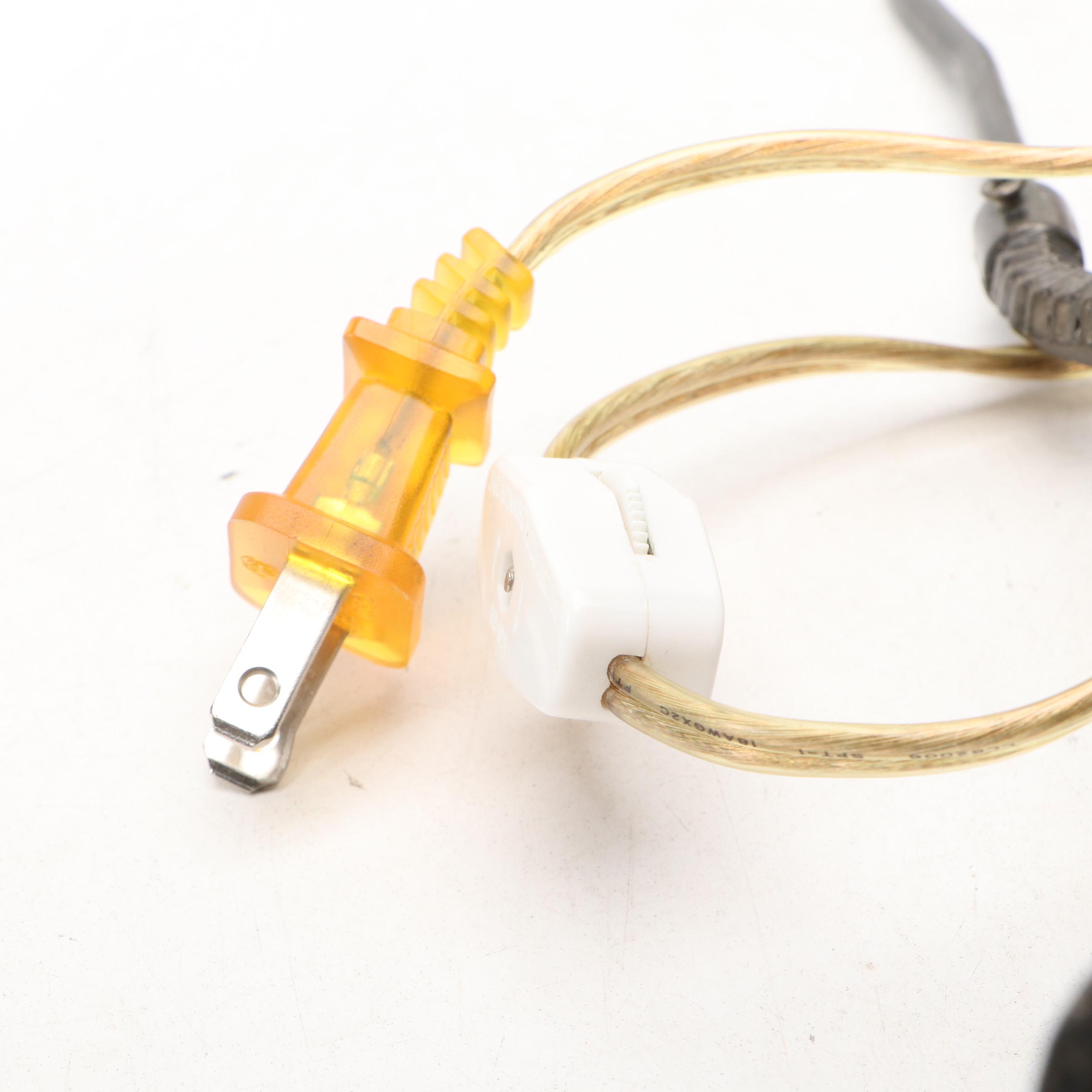 Pressed Metal Water Lily Accent Lamp with Slag Glass Floral Shade