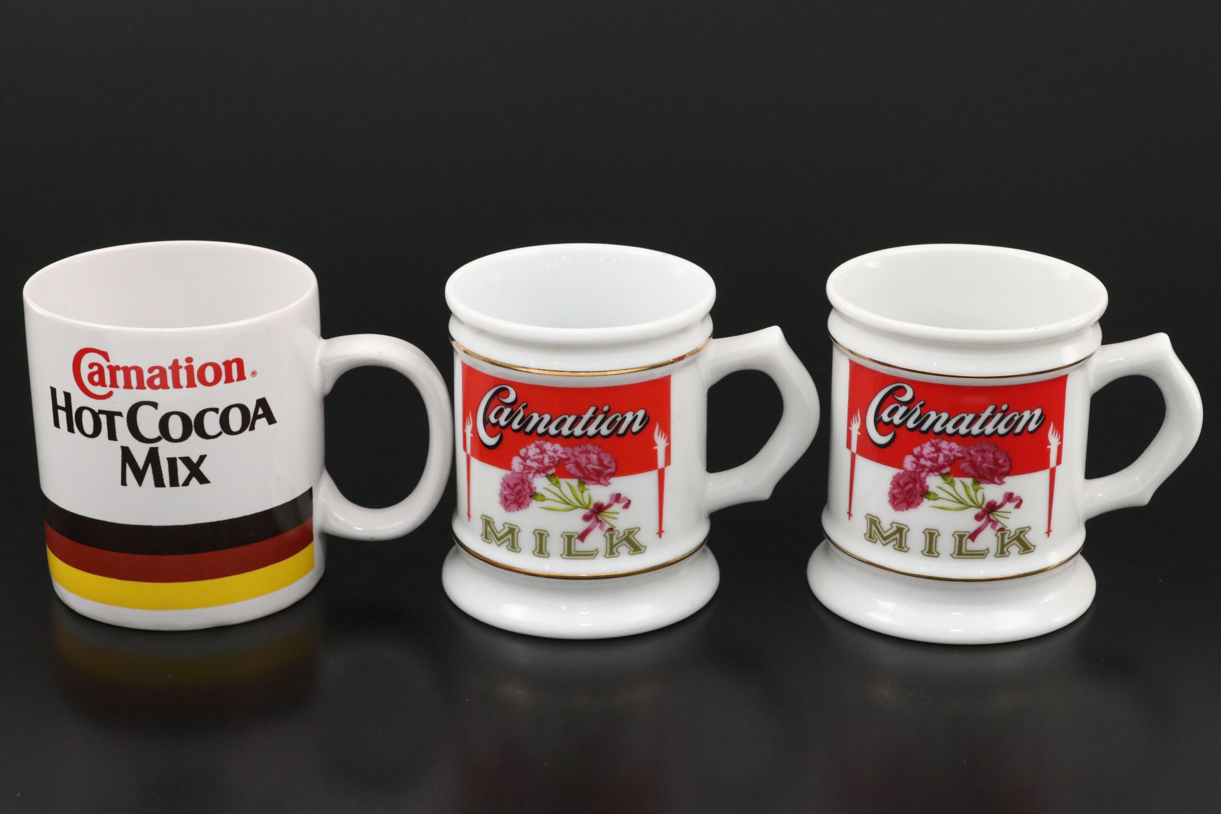 Carnation Milk Advertising Pie Plate, Mugs and Shakers, Mid to Late 20th Century