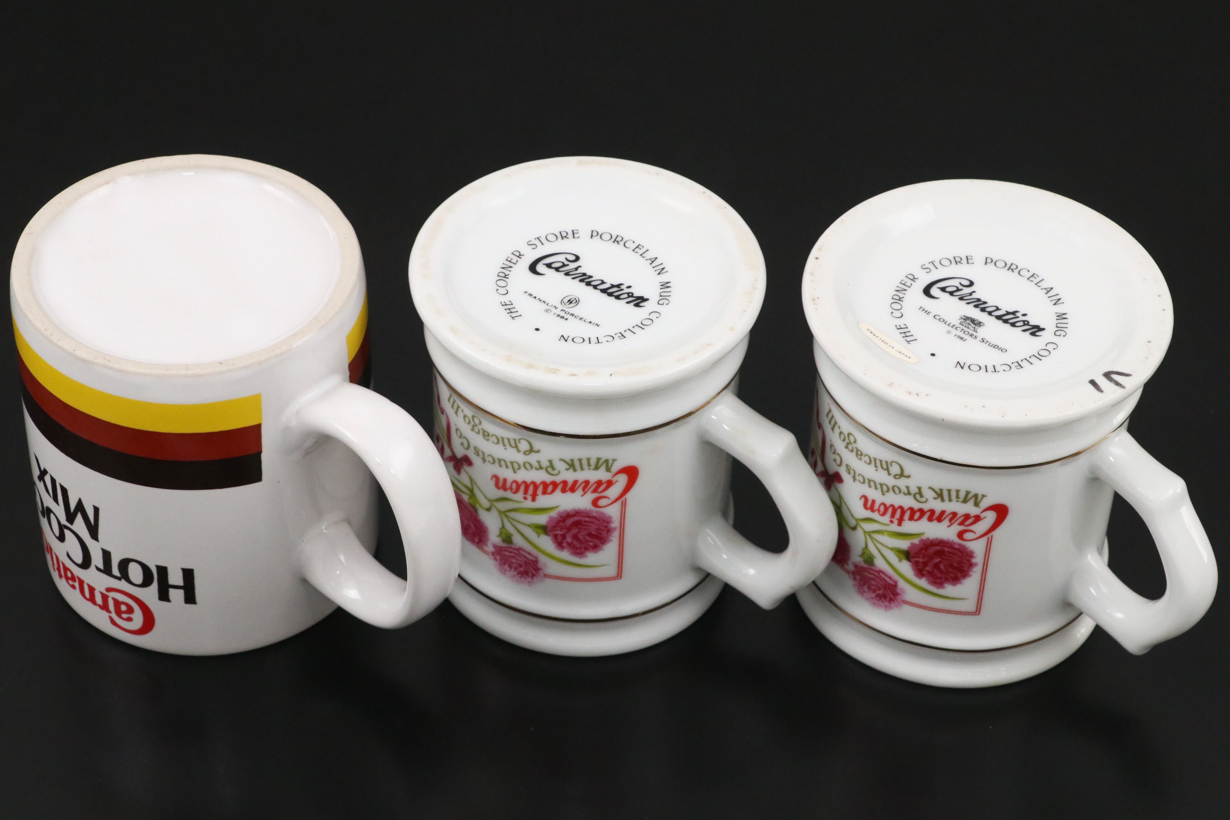 Carnation Milk Advertising Pie Plate, Mugs and Shakers, Mid to Late 20th Century