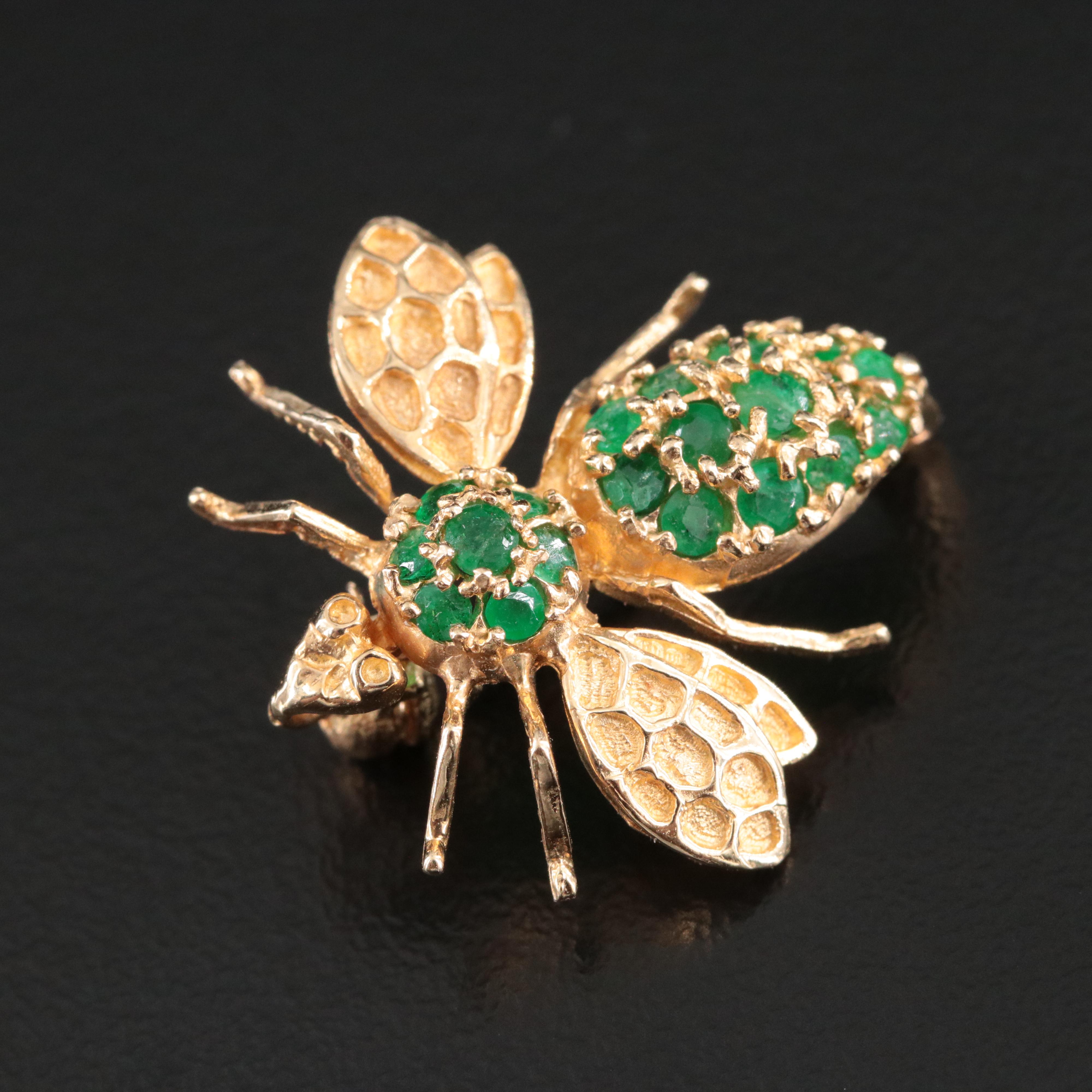 14K Emerald Converter Bee Pin