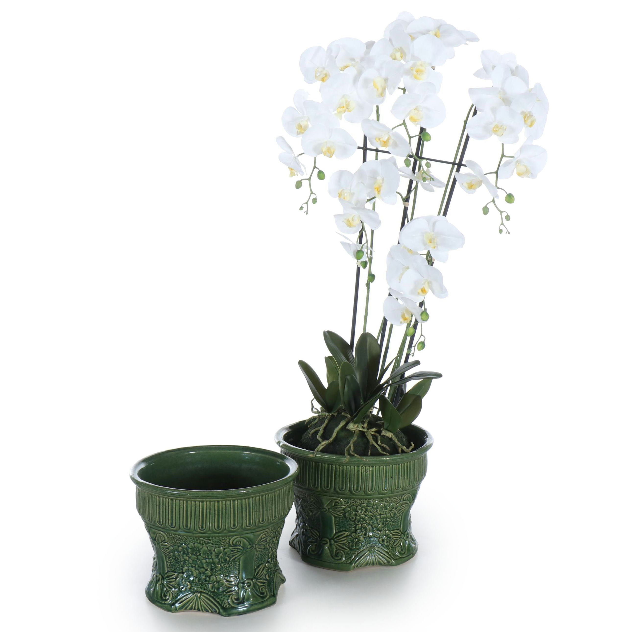 Artificial Orchids with RRP Co. Ceramic Planters