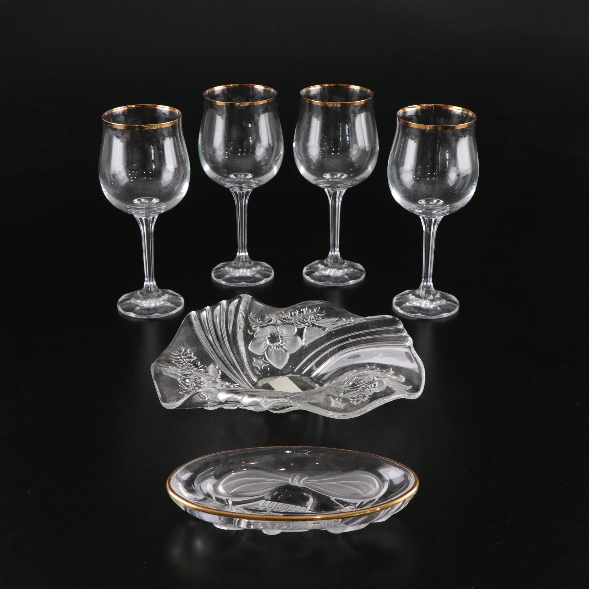Bohemia Crystal-Crystalex "Geneve" Water Goblet and Other Holiday Crystal Wares