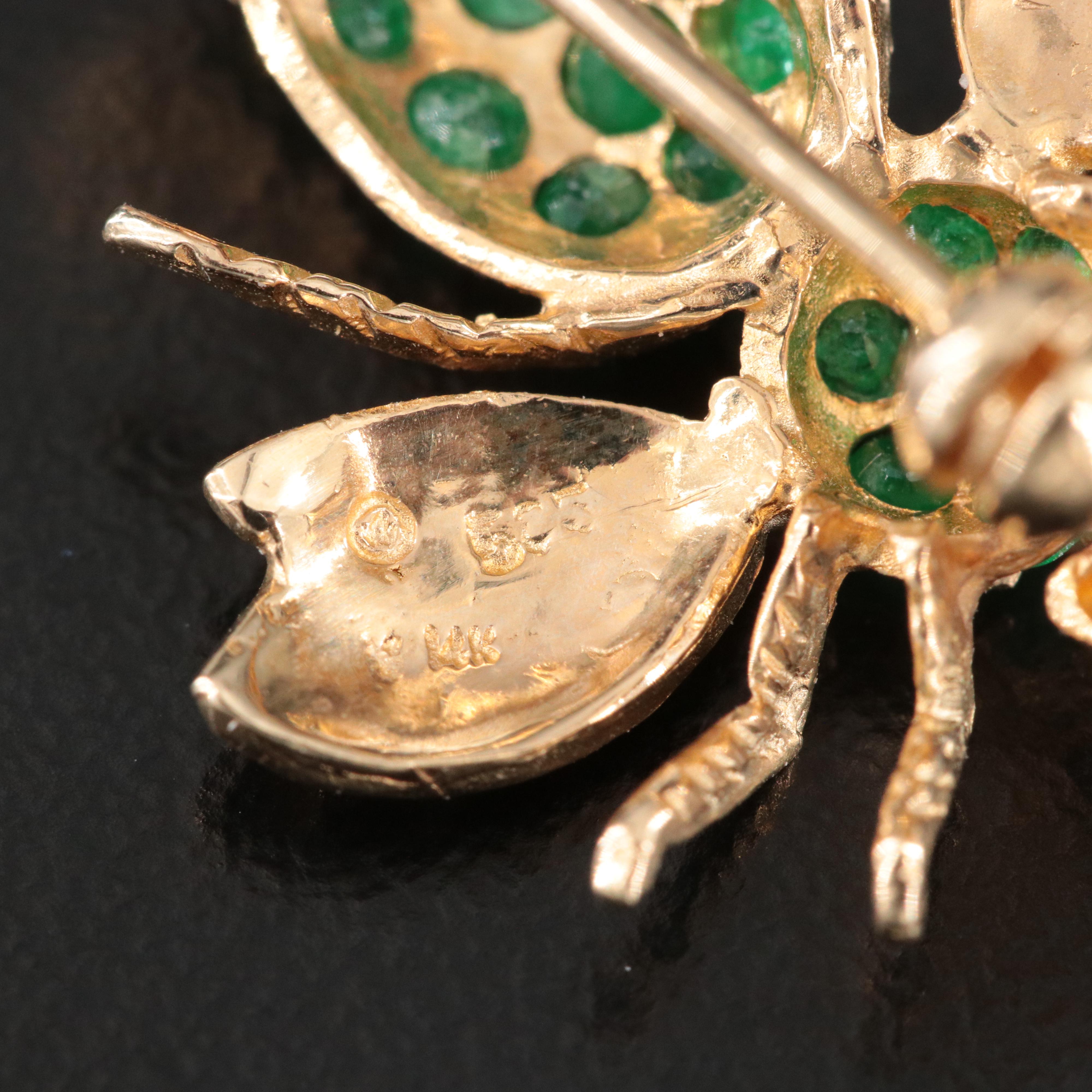 14K Emerald Converter Bee Pin