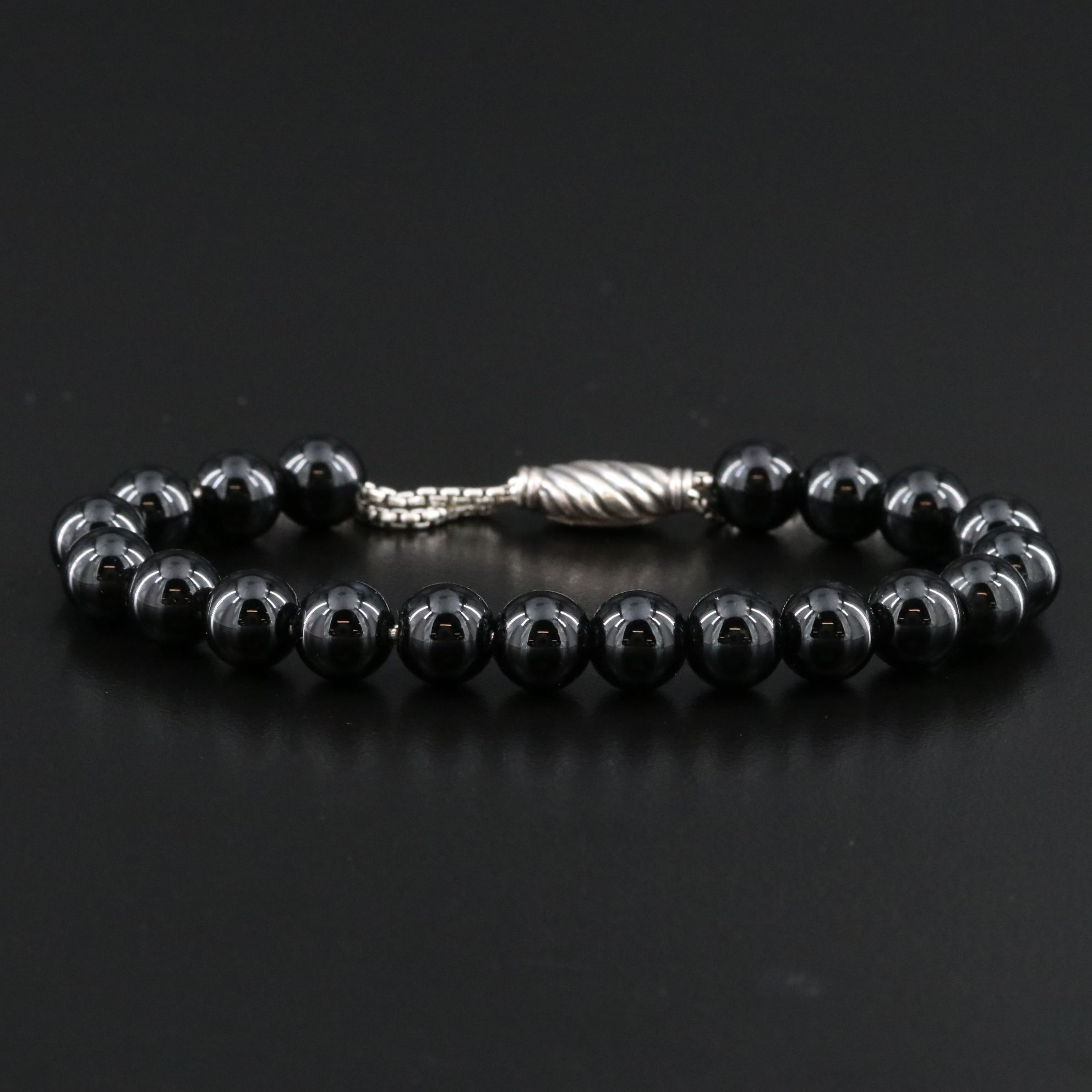 David Yurman Spiritual Beads Sterling and Black Onyx Bracelet