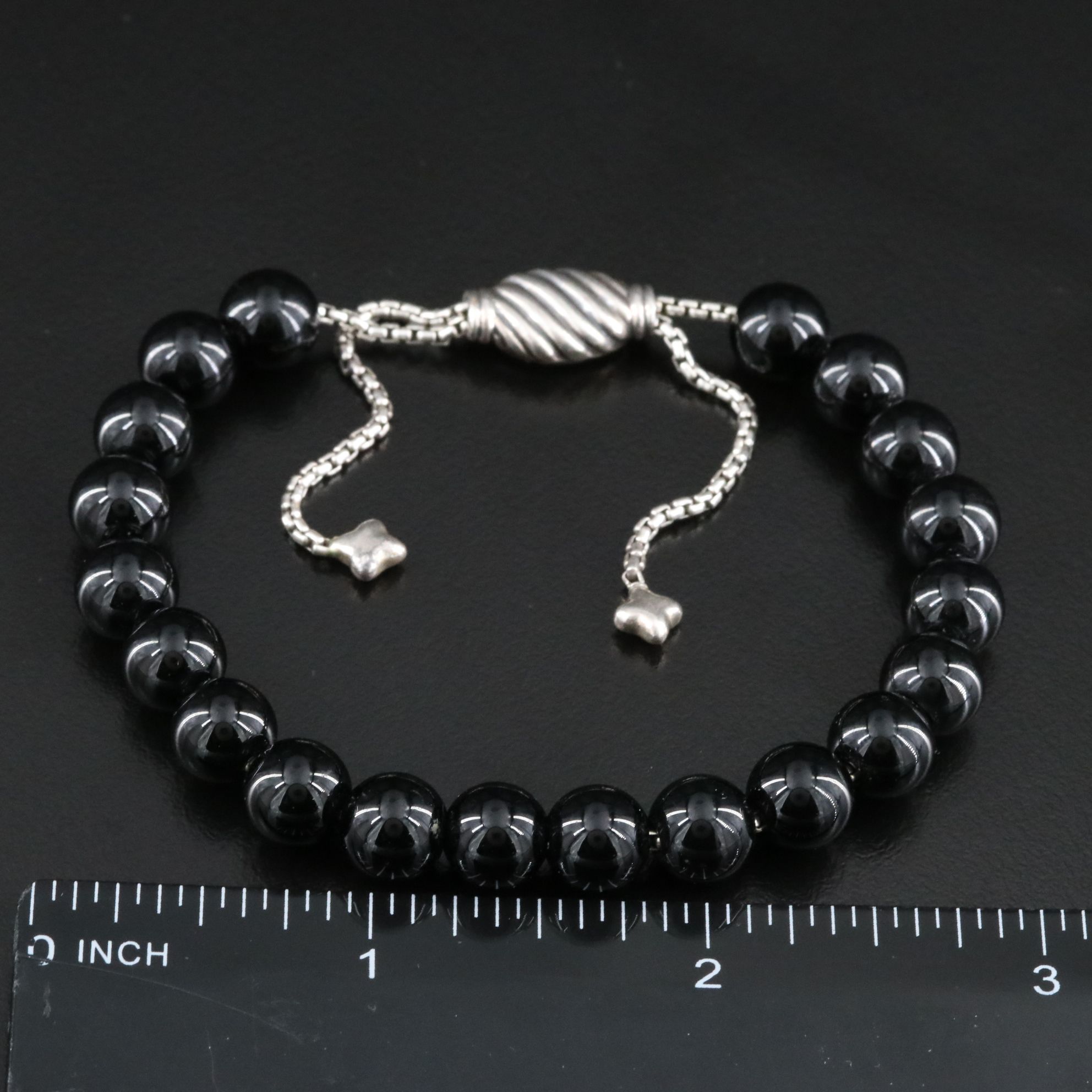 David Yurman Spiritual Beads Sterling and Black Onyx Bracelet