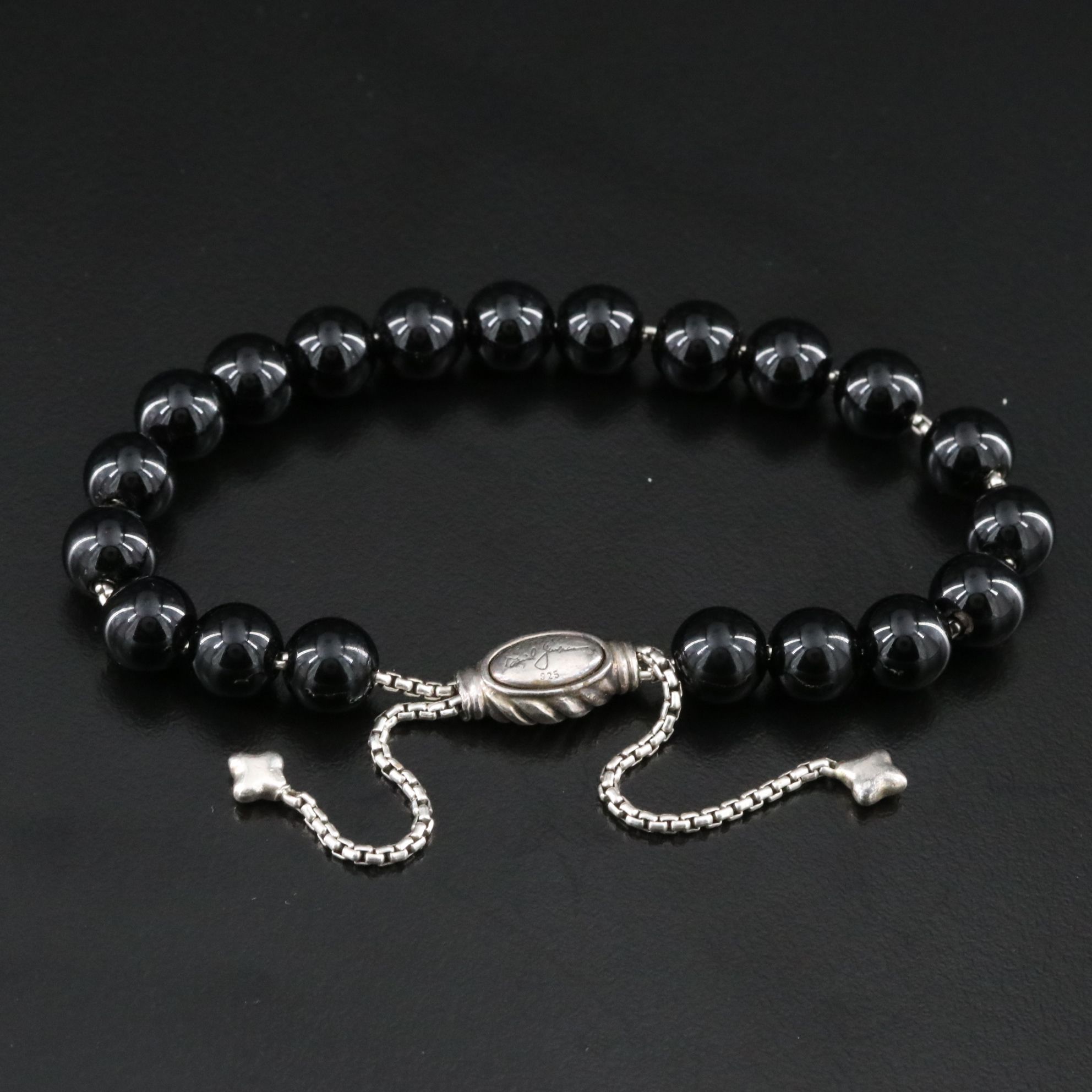 David Yurman Spiritual Beads Sterling and Black Onyx Bracelet
