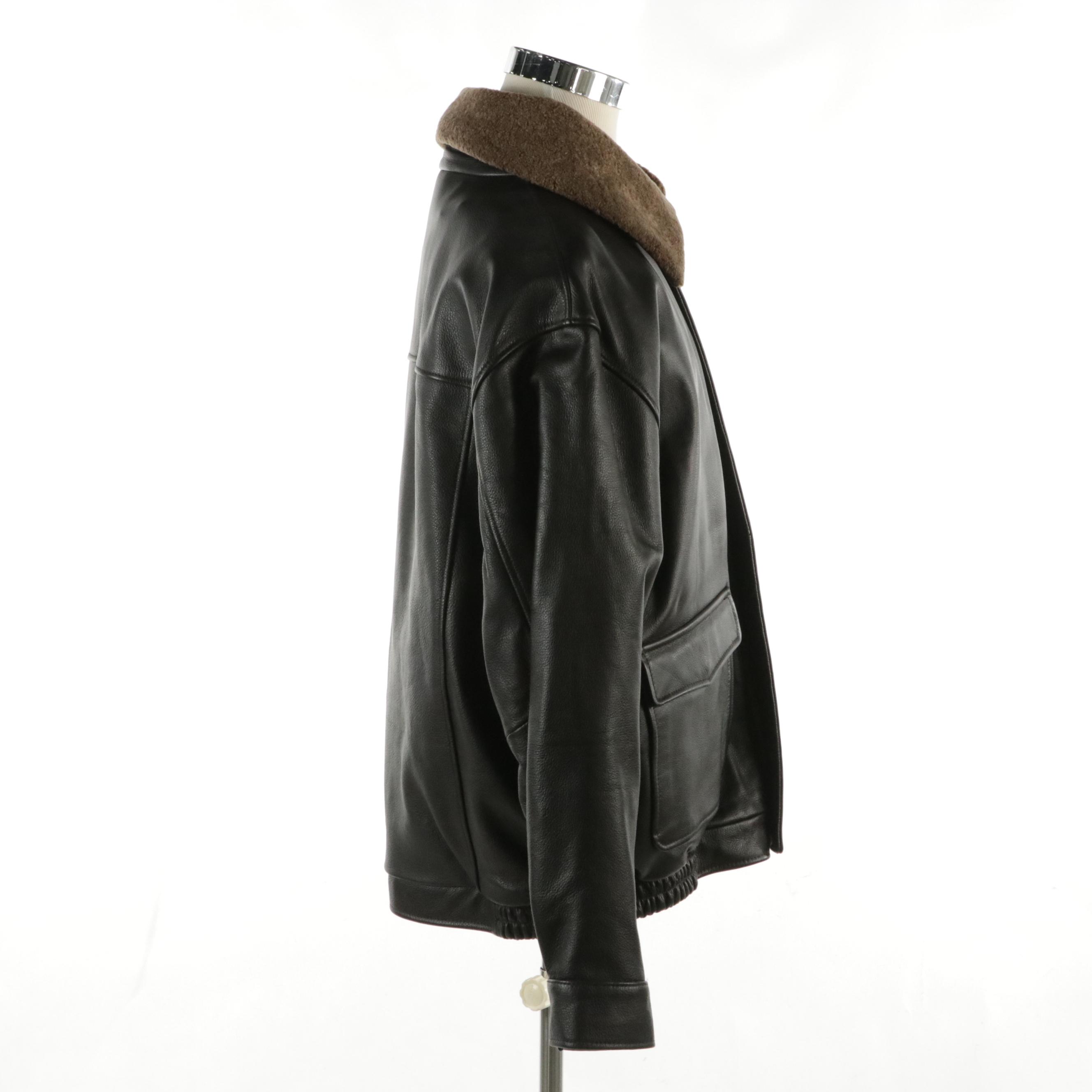 Men's JoS. A. Bank Leather Bomber Jacket with Removable Lining