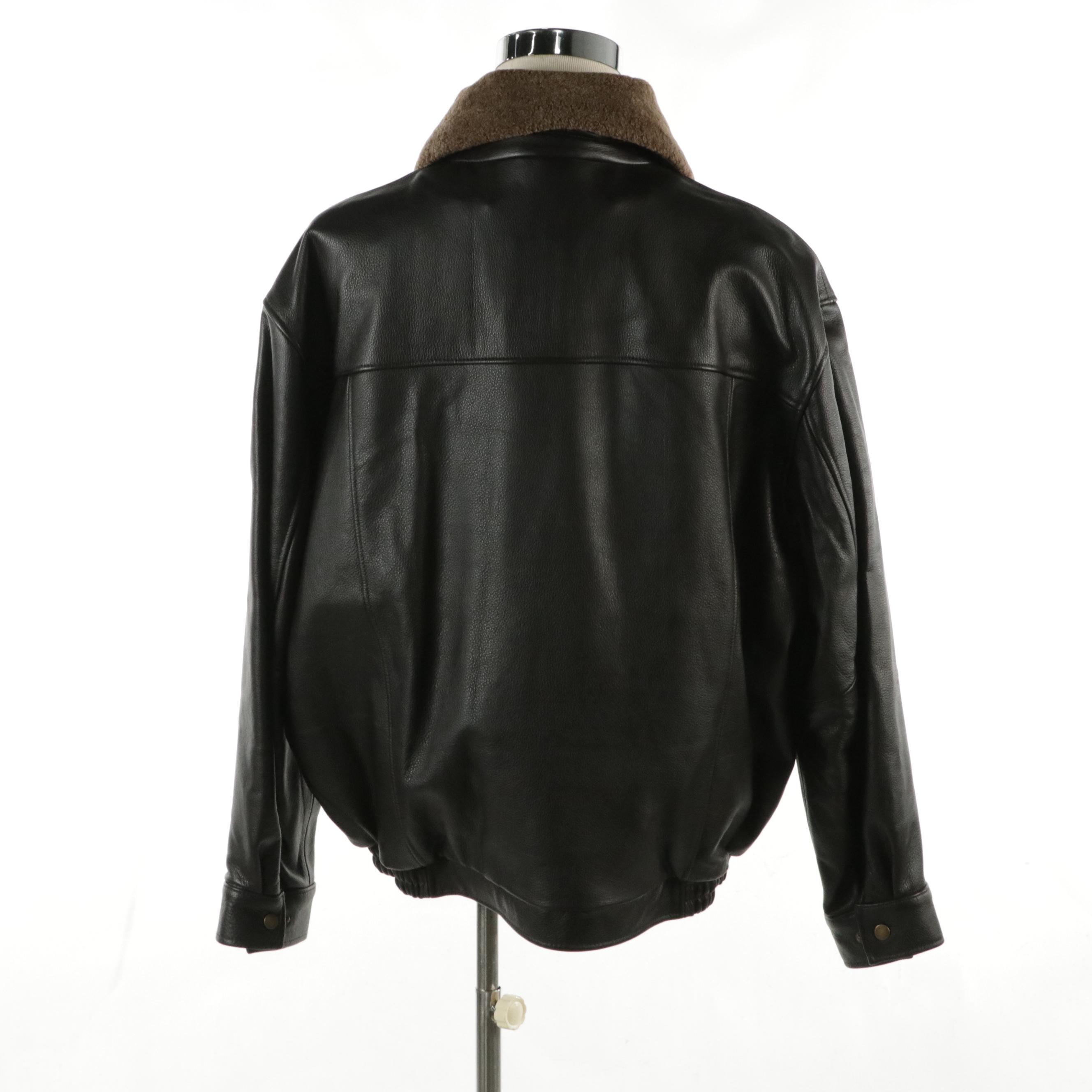 Men's JoS. A. Bank Leather Bomber Jacket with Removable Lining