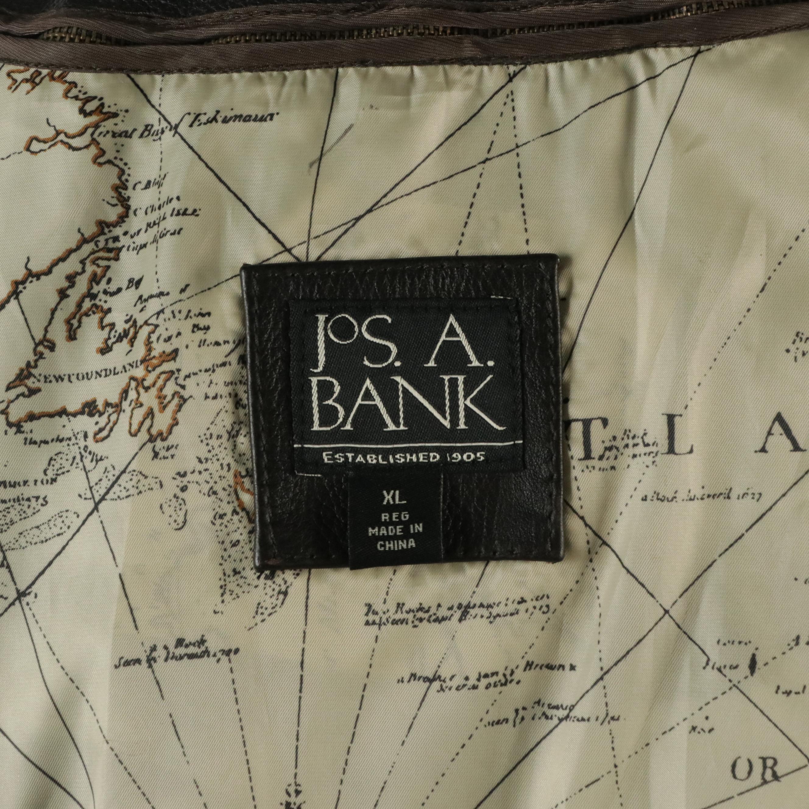 Men's JoS. A. Bank Leather Bomber Jacket with Removable Lining