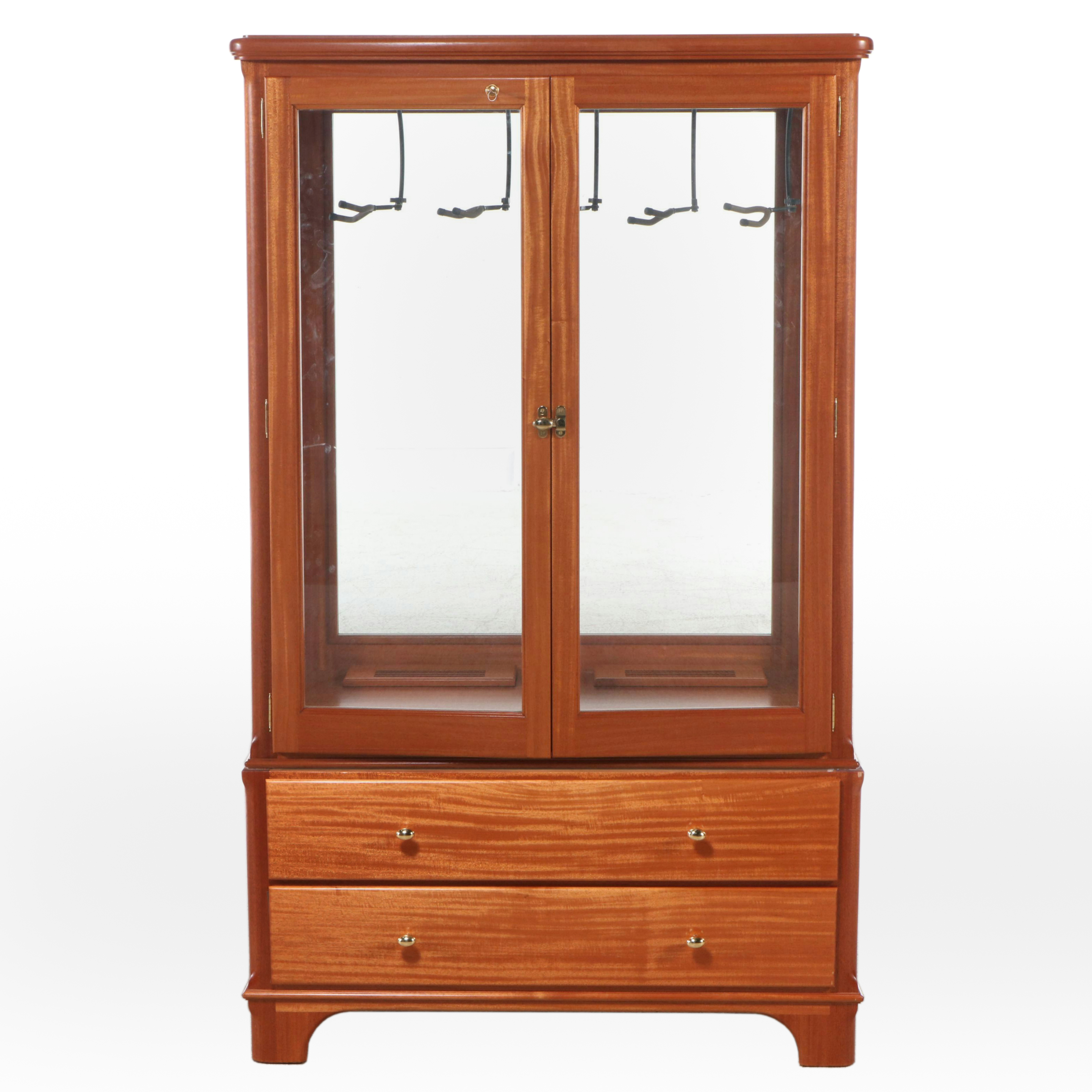 Mahogany and Glass Locking Guitar Cabinet