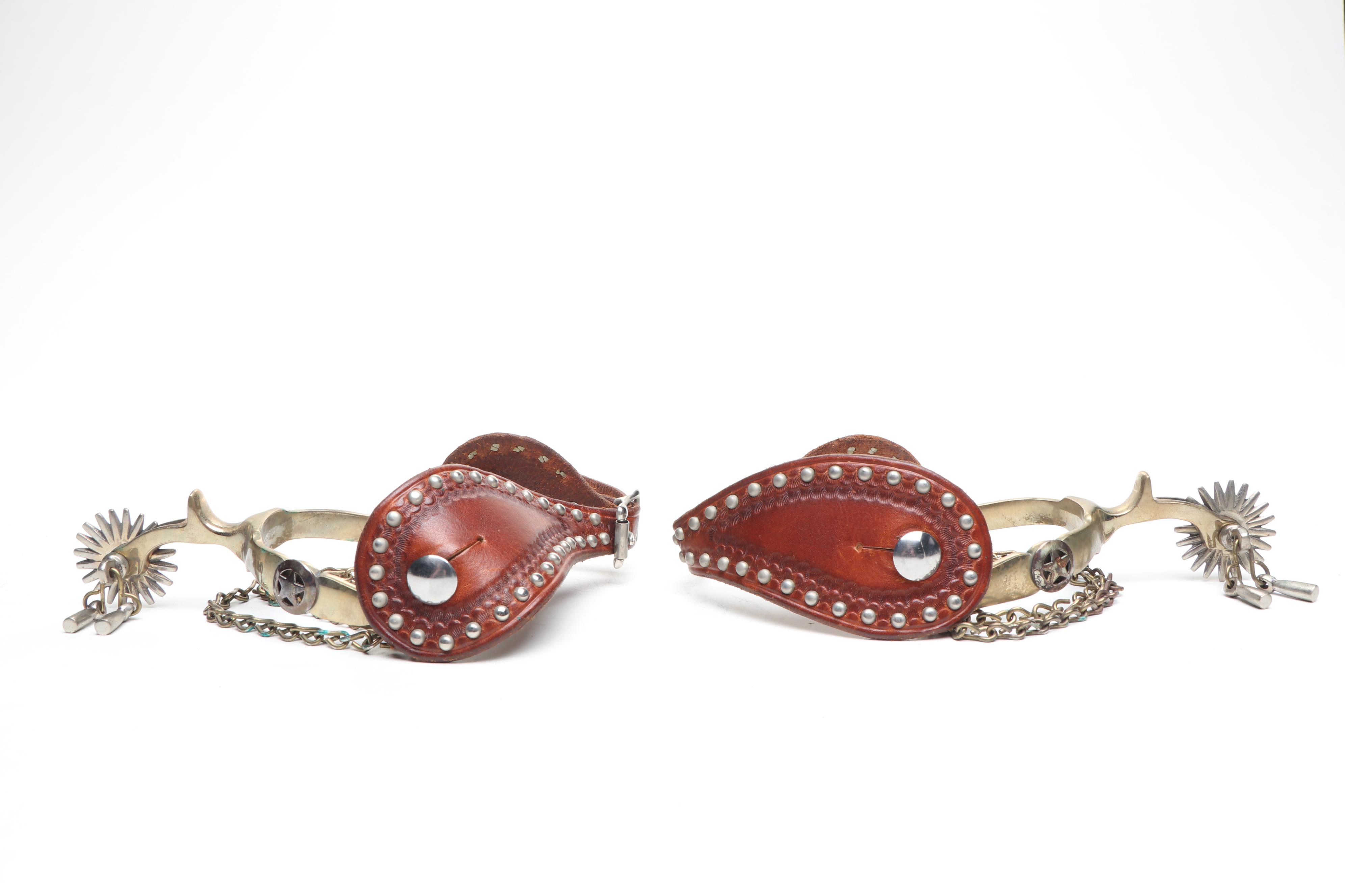 Vintage Western Spurs with Brass Stirrups