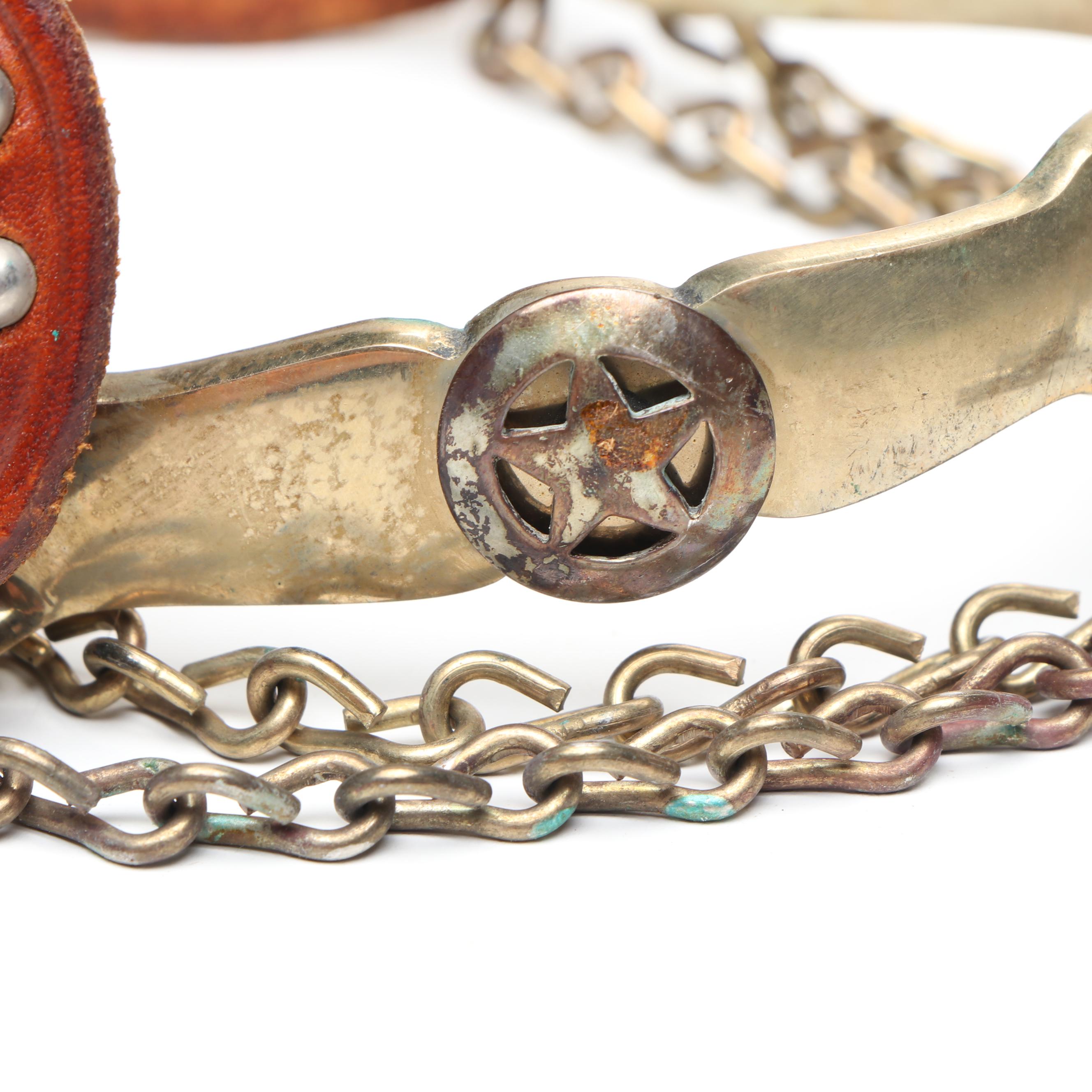 Vintage Western Spurs with Brass Stirrups