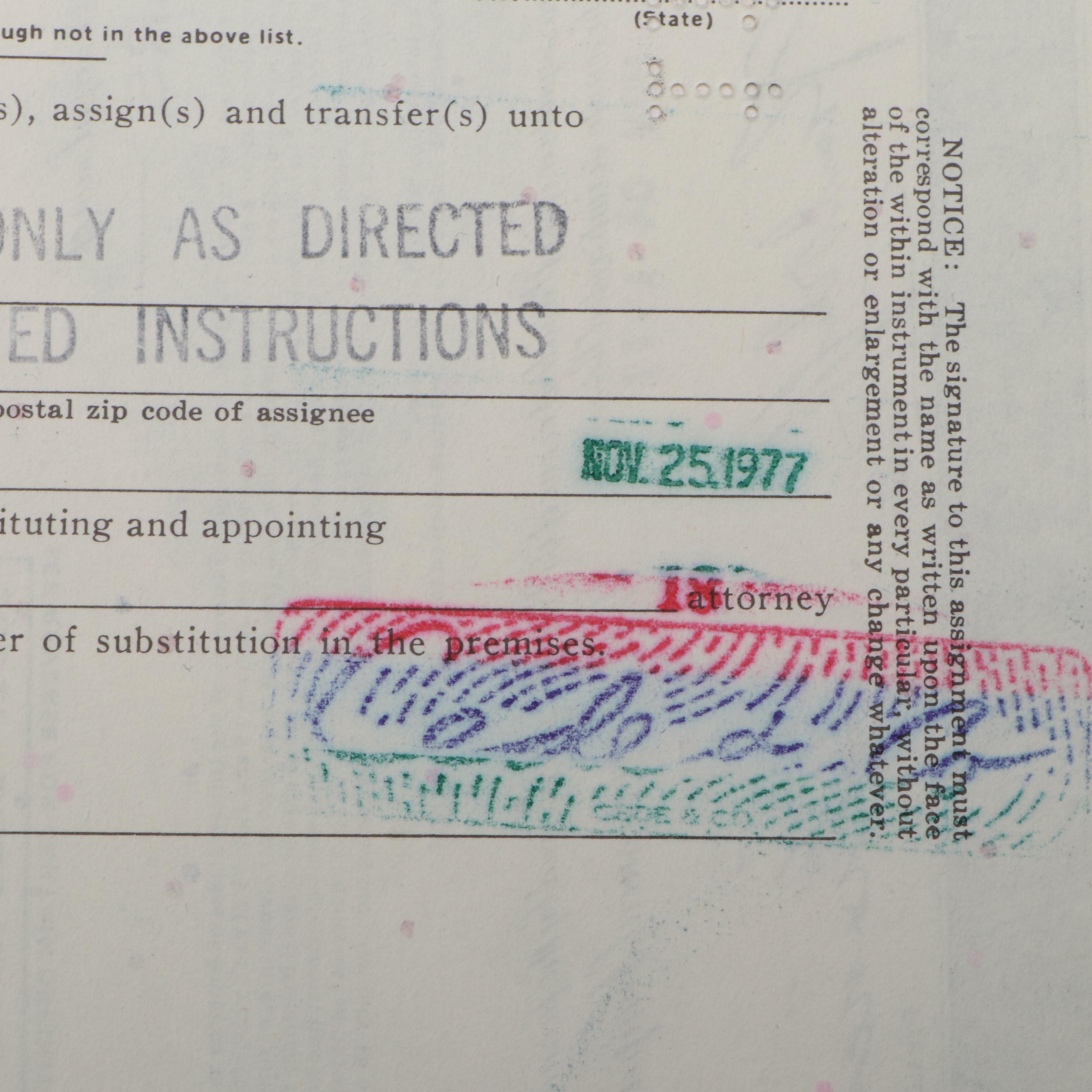 The Dow Chemical Company 5,000 Shares Stock Certificate, 1977