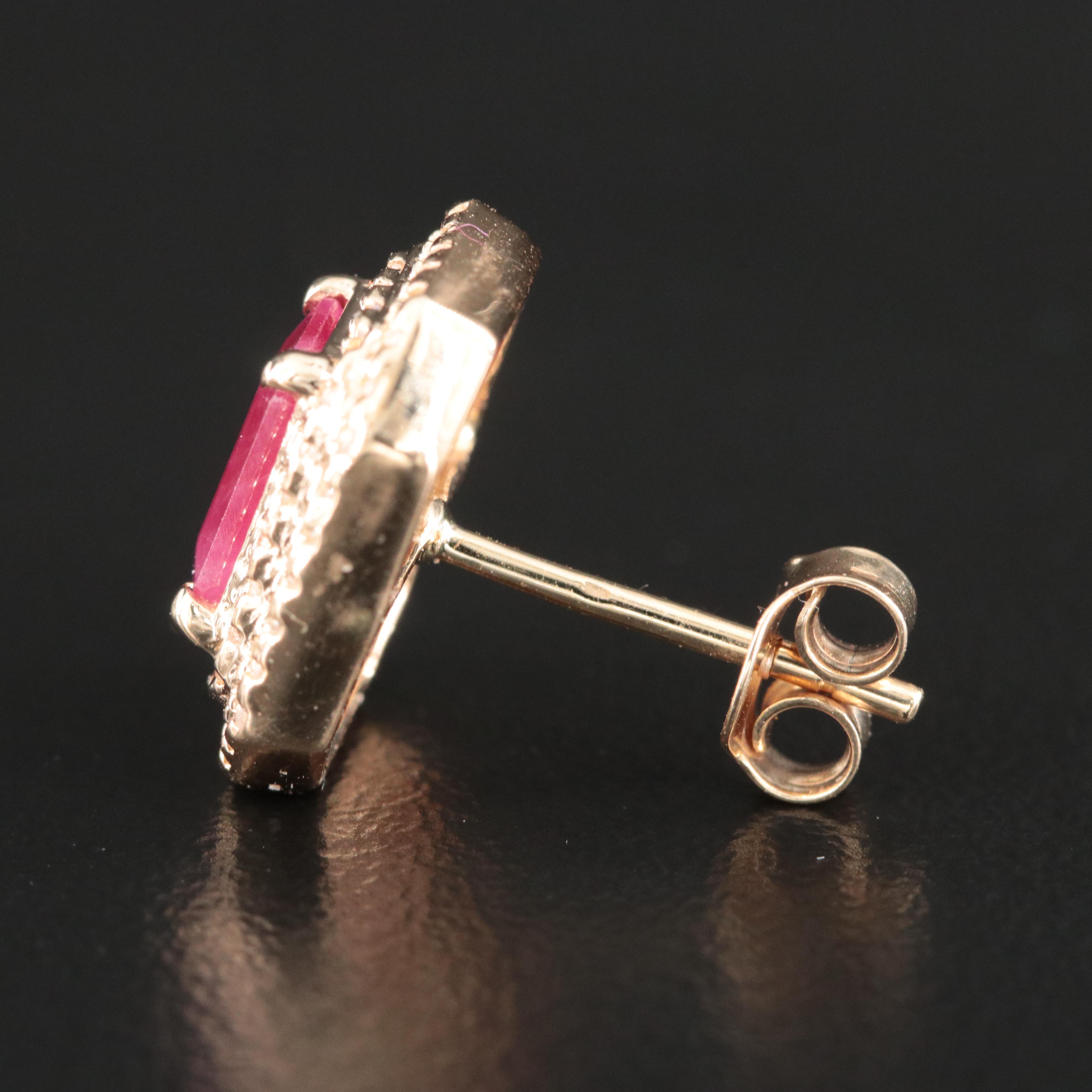 14K Ruby and White Sapphire Earrings