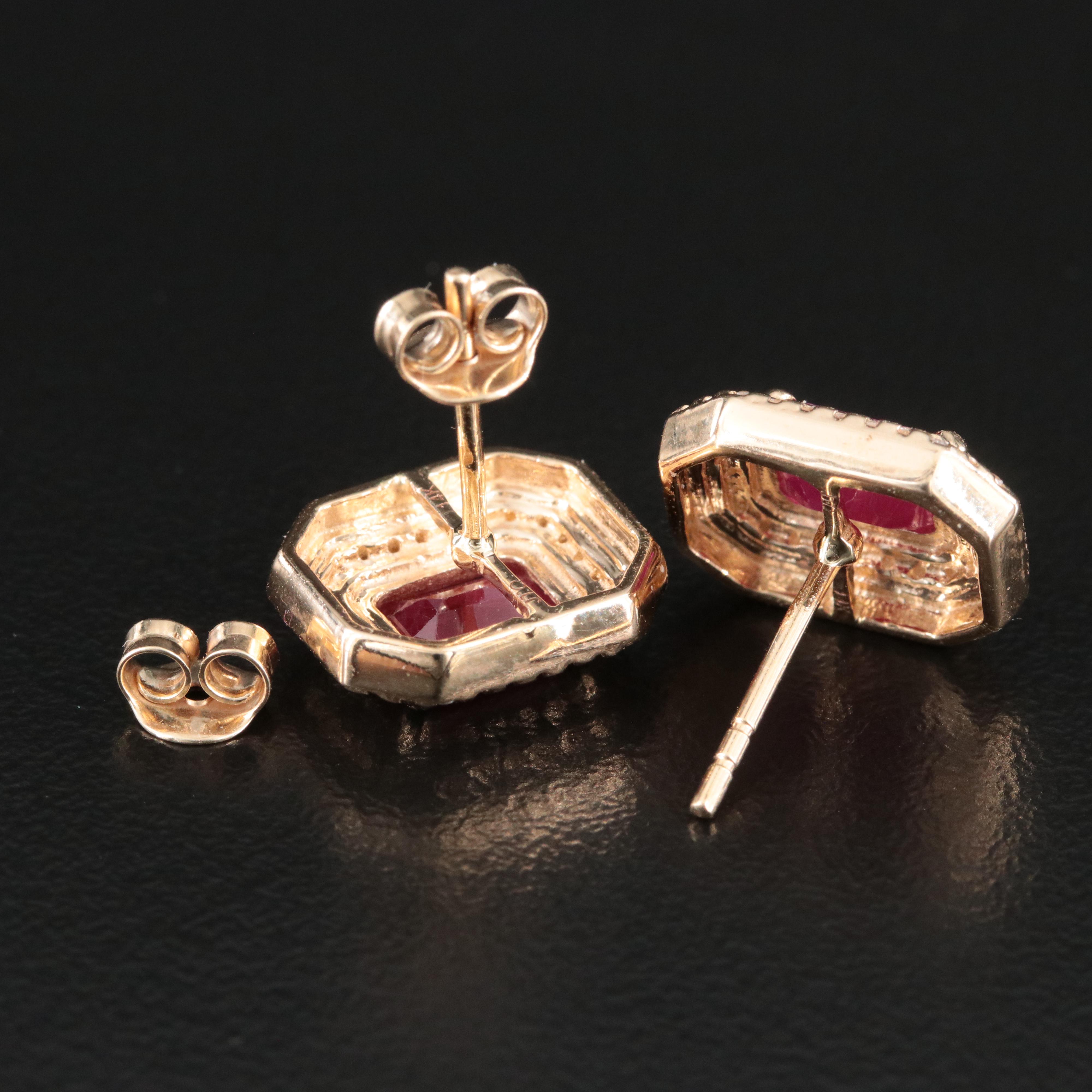 14K Ruby and White Sapphire Earrings