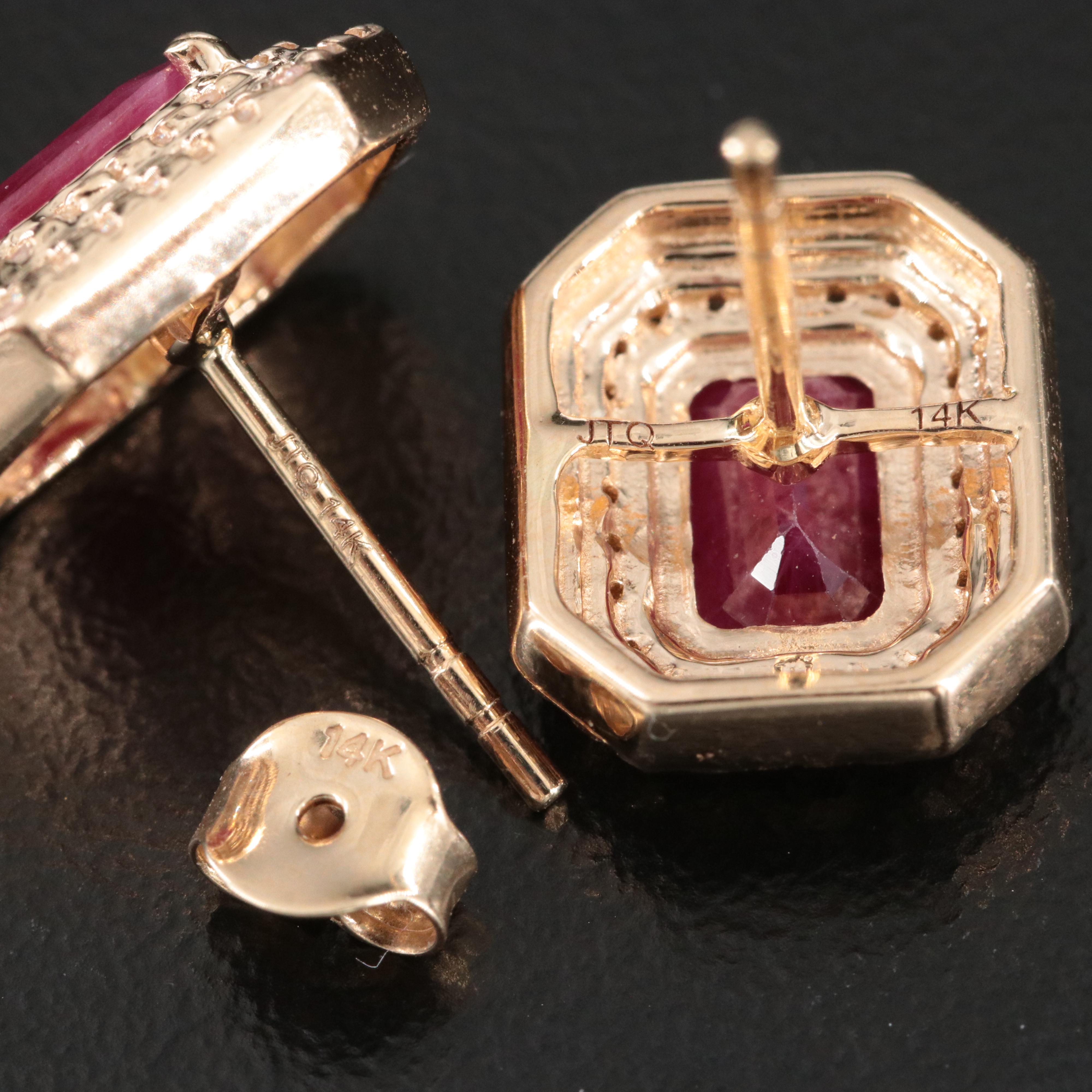 14K Ruby and White Sapphire Earrings