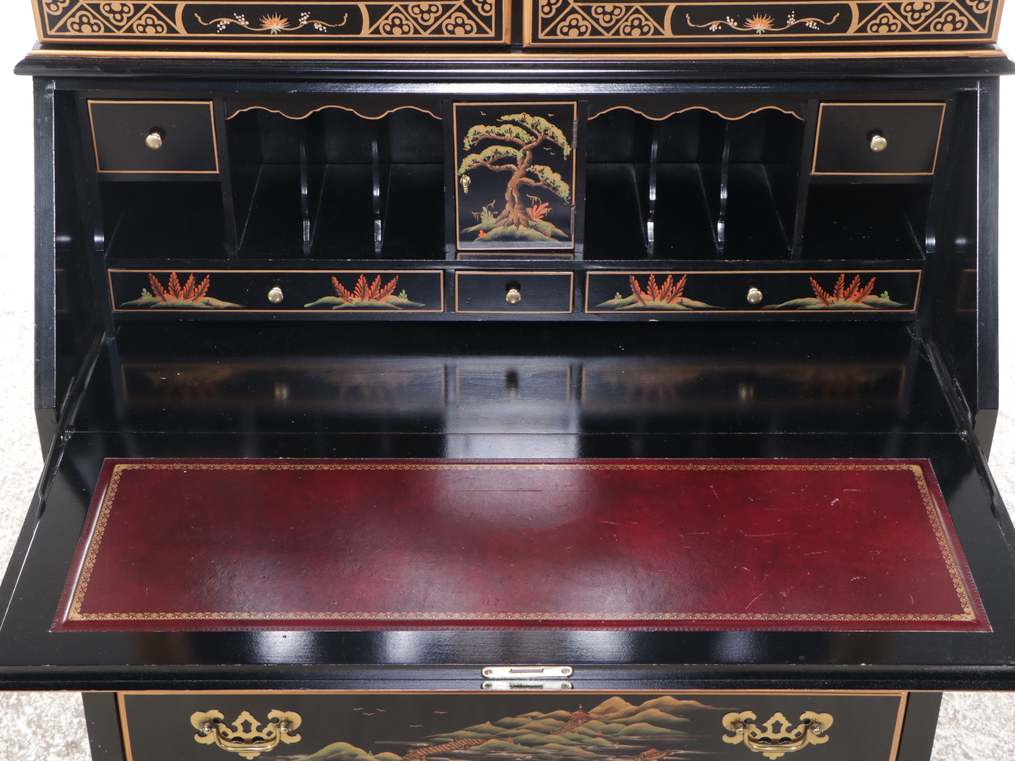 Jasper Furniture Chinese Style Lacquered Wooden Secretary Desk and Chair