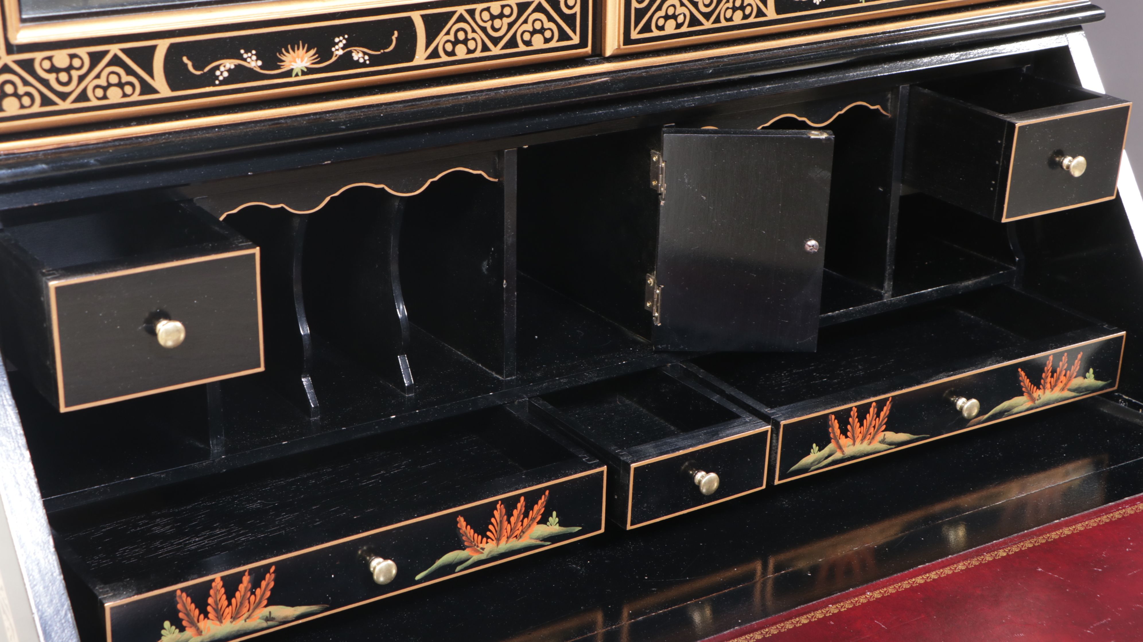 Jasper Furniture Chinese Style Lacquered Wooden Secretary Desk and Chair