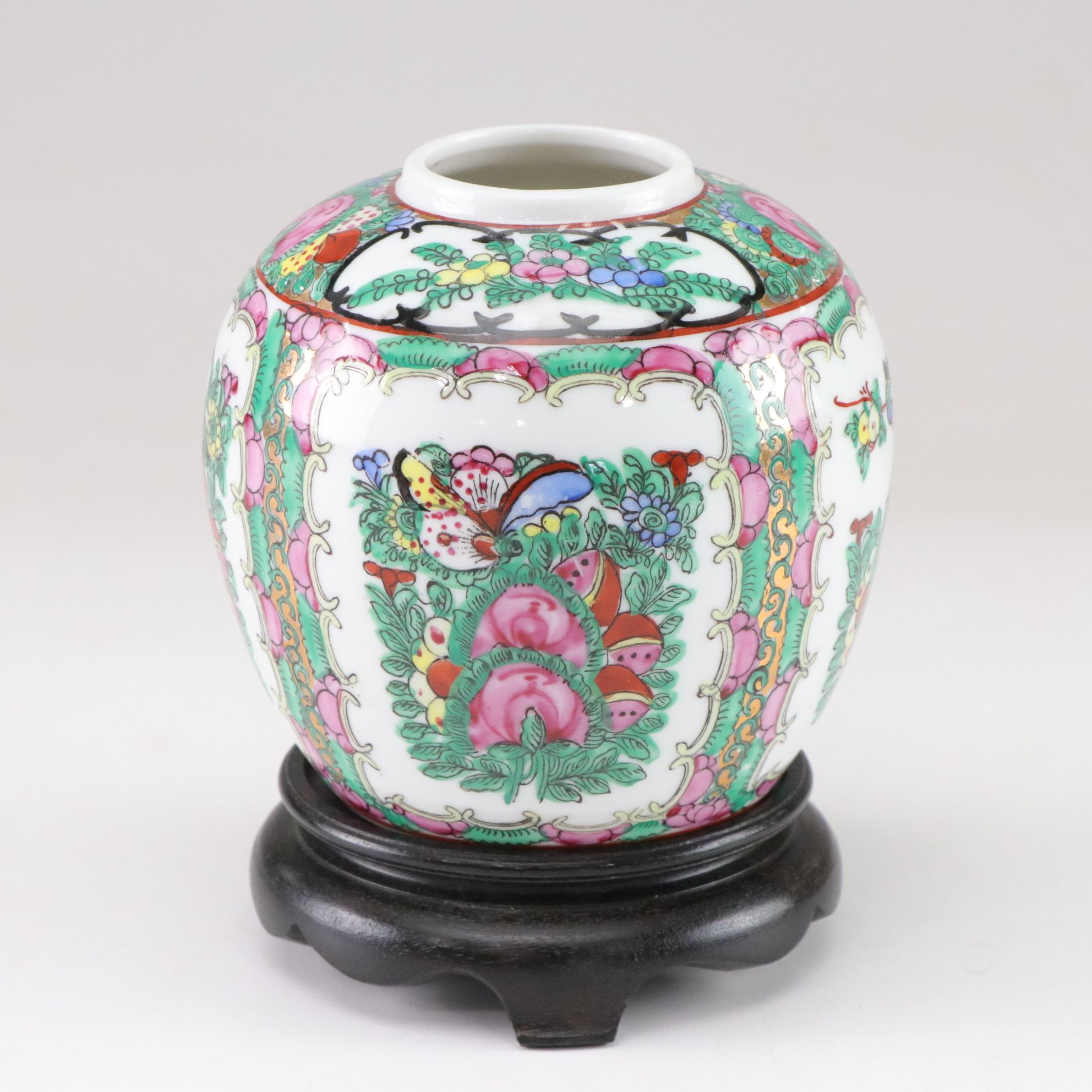 Chinese Cloisonné Ginger Jar & Duck, Rose Famille Porcelain Bowl and Jar