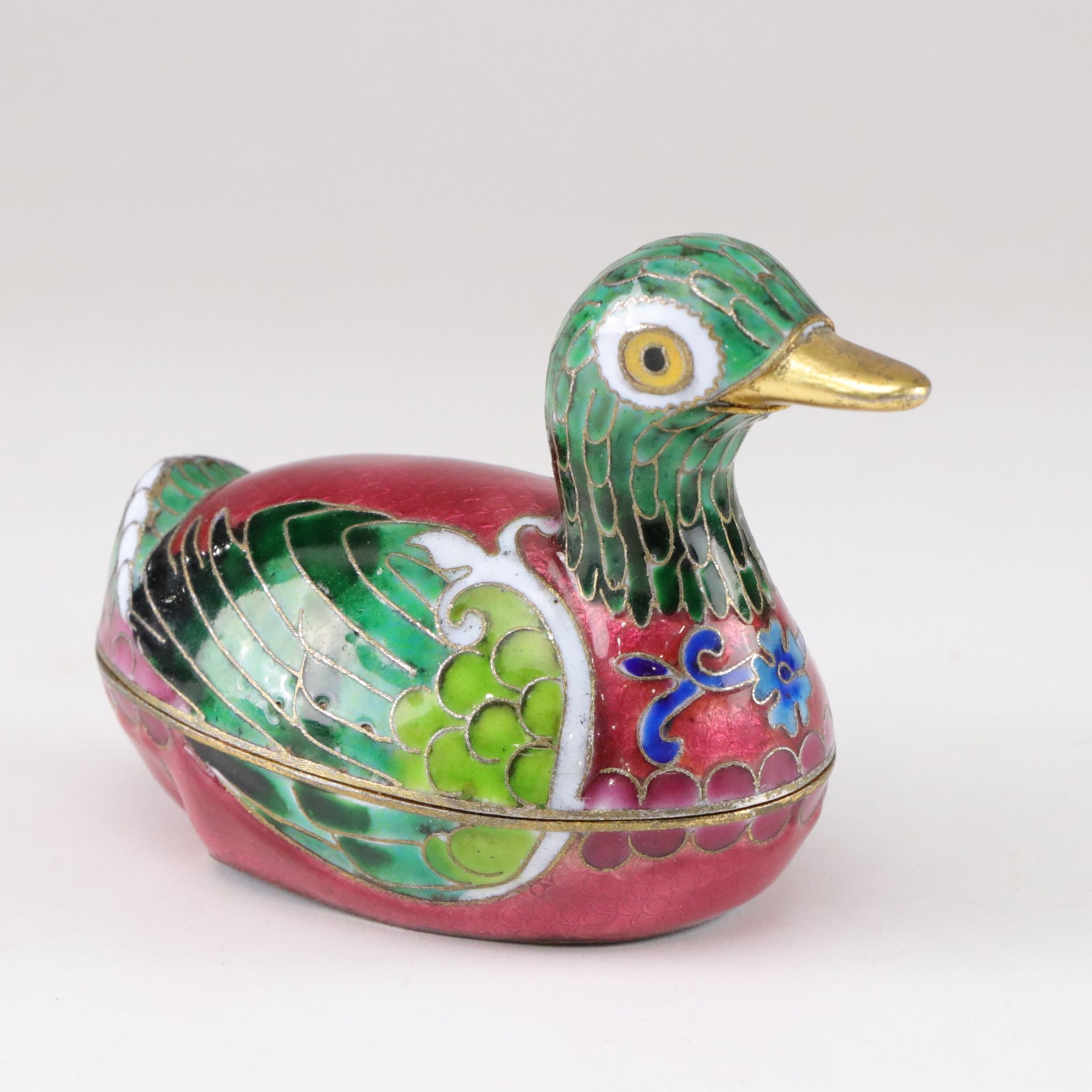 Chinese Cloisonné Ginger Jar & Duck, Rose Famille Porcelain Bowl and Jar