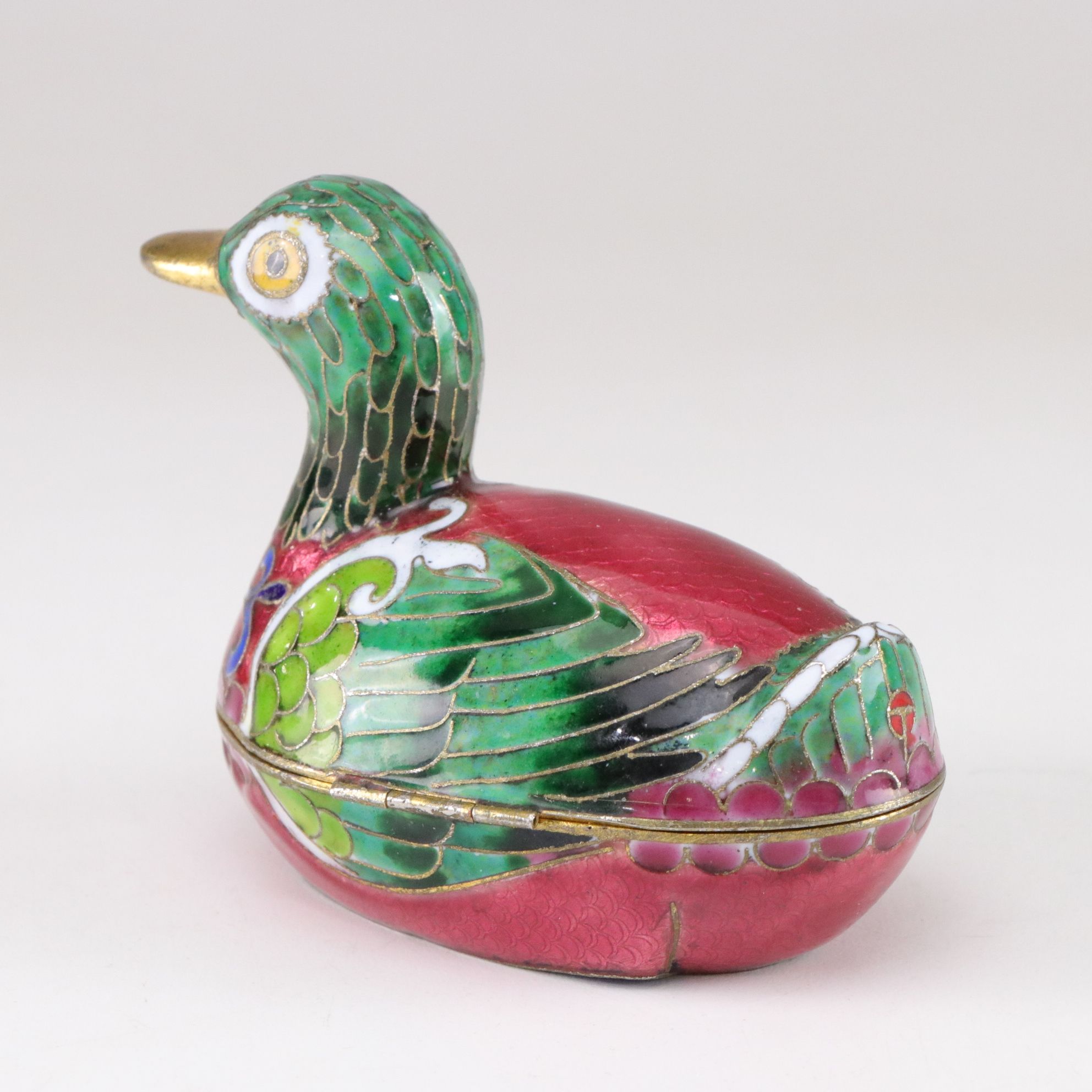 Chinese Cloisonné Ginger Jar & Duck, Rose Famille Porcelain Bowl and Jar