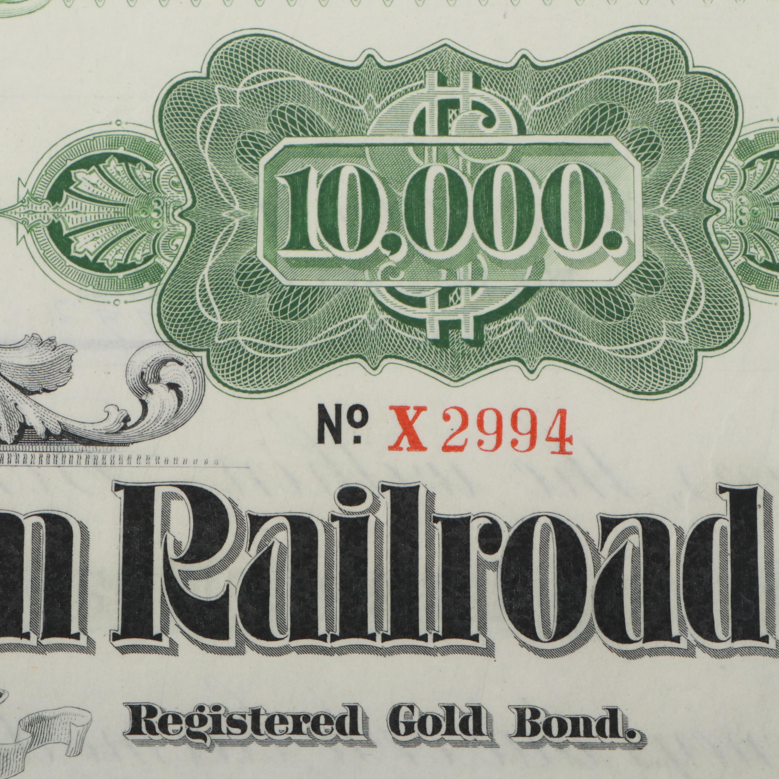 The New York and Harlem Railroad 10,000 Shares Stock Certificate, 1947