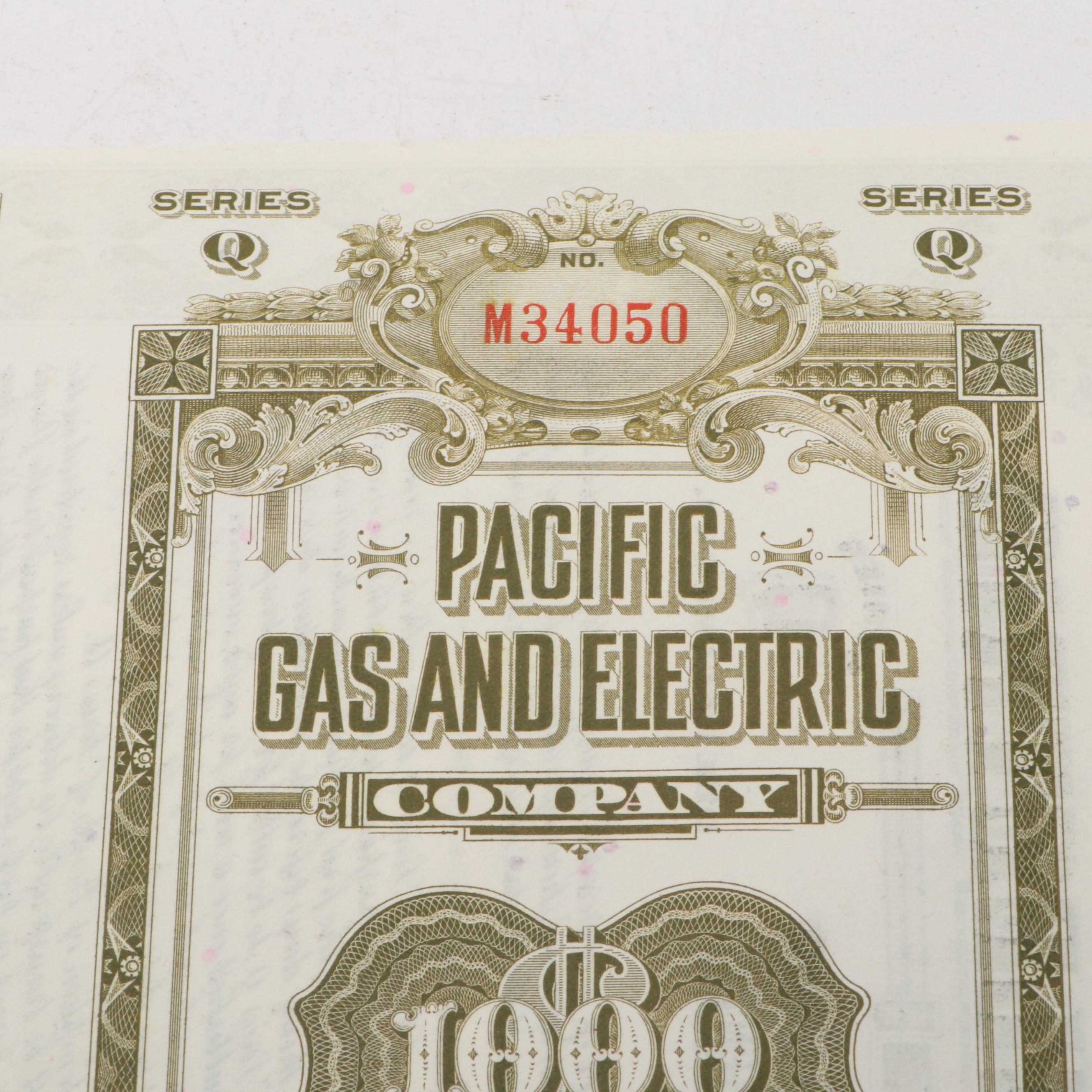 Pacific Gas and Electric 1,000 Shares Stock Certifiicate, 1947