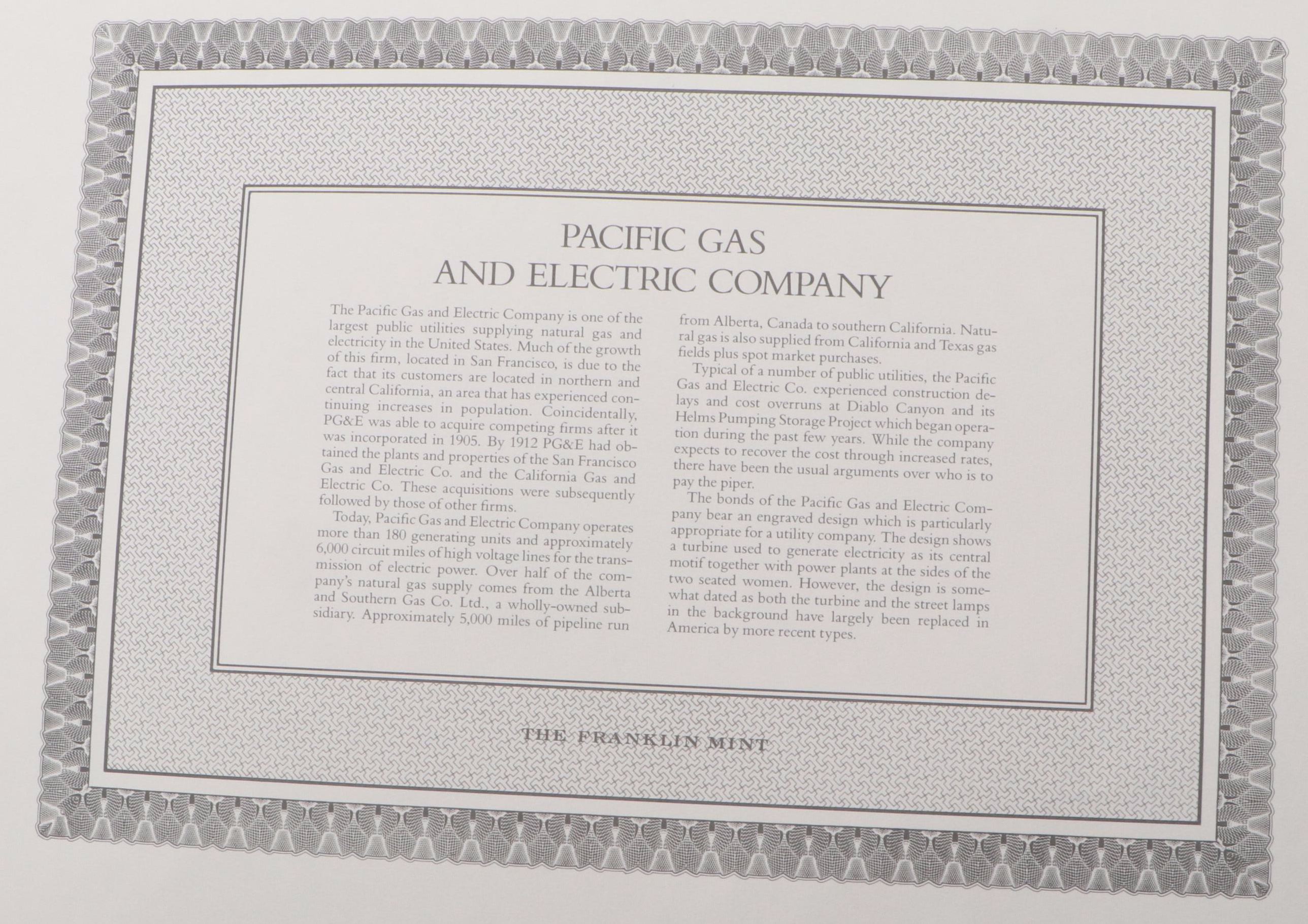 Pacific Gas and Electric 1,000 Shares Stock Certifiicate, 1947