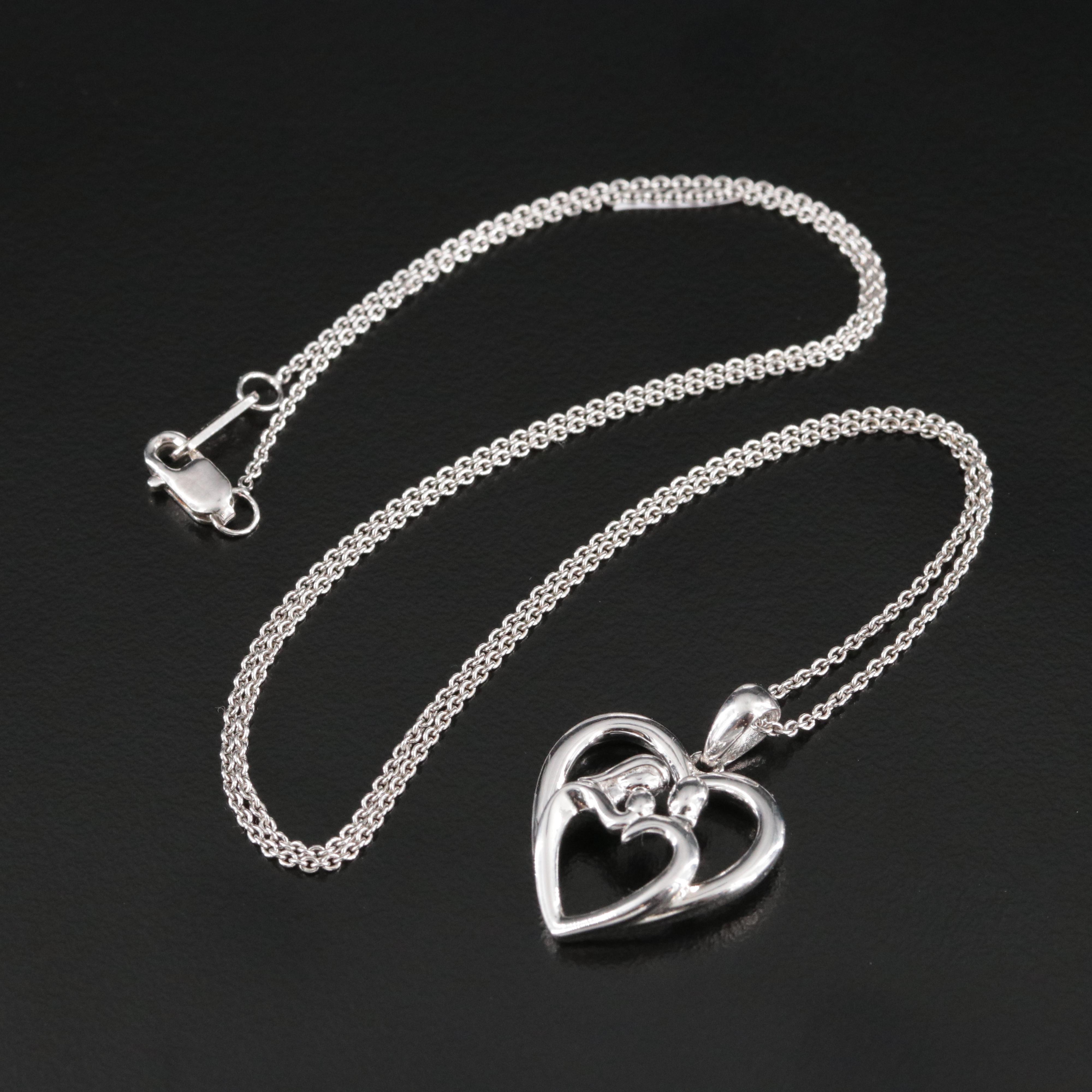 Sterling Family Heart Pendant Necklace