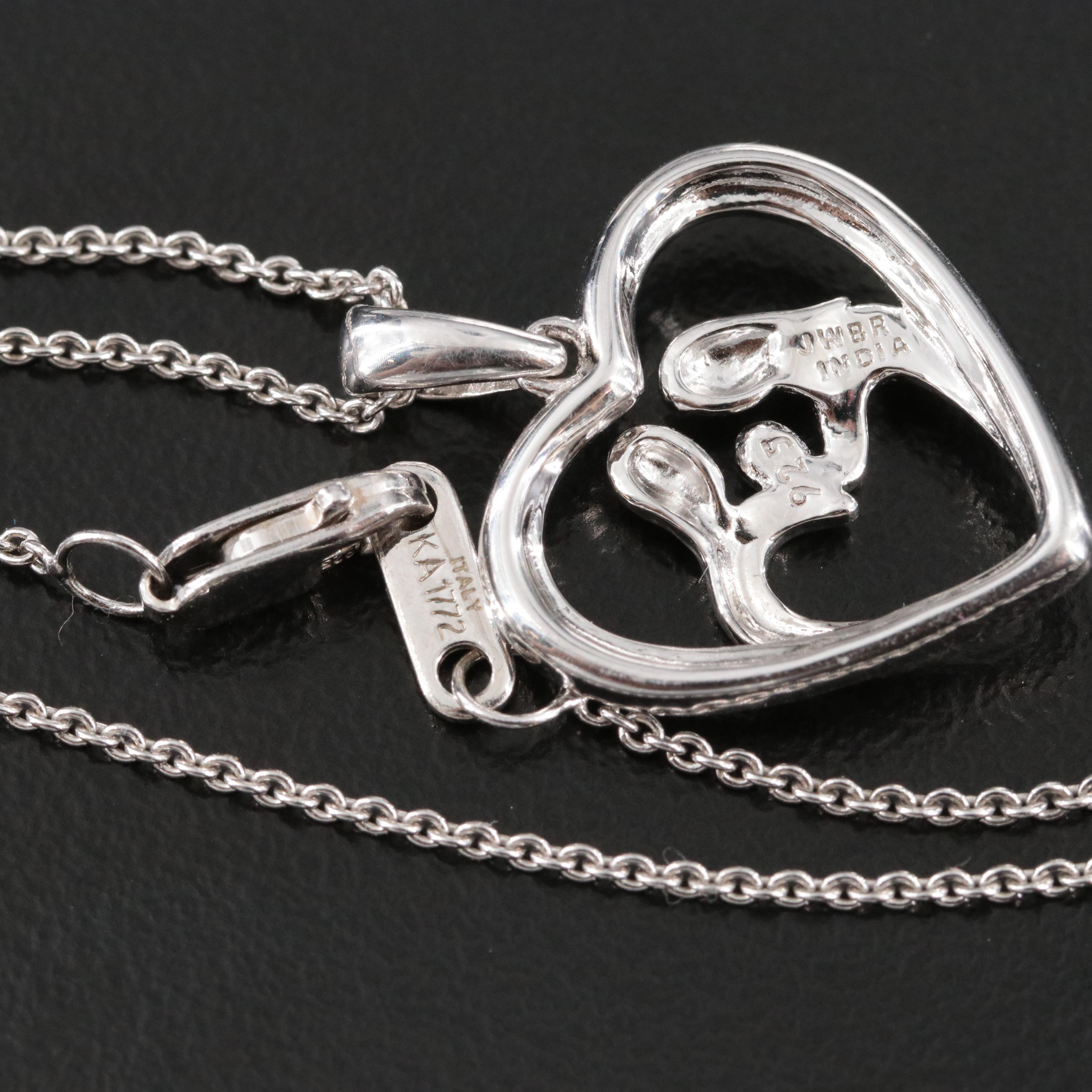 Sterling Family Heart Pendant Necklace