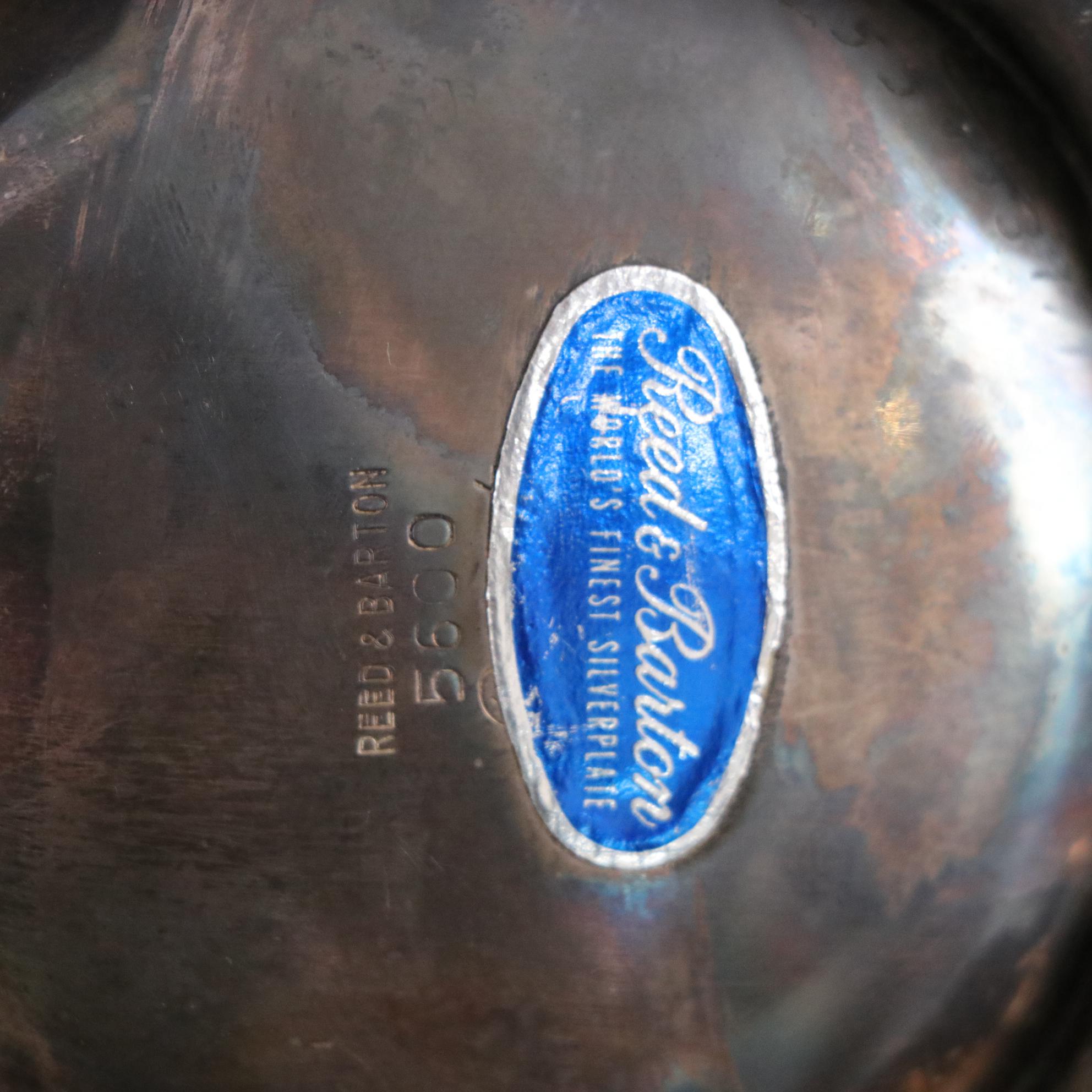 Silver Plate Teapot with American Brilliant Style Glass Dishes