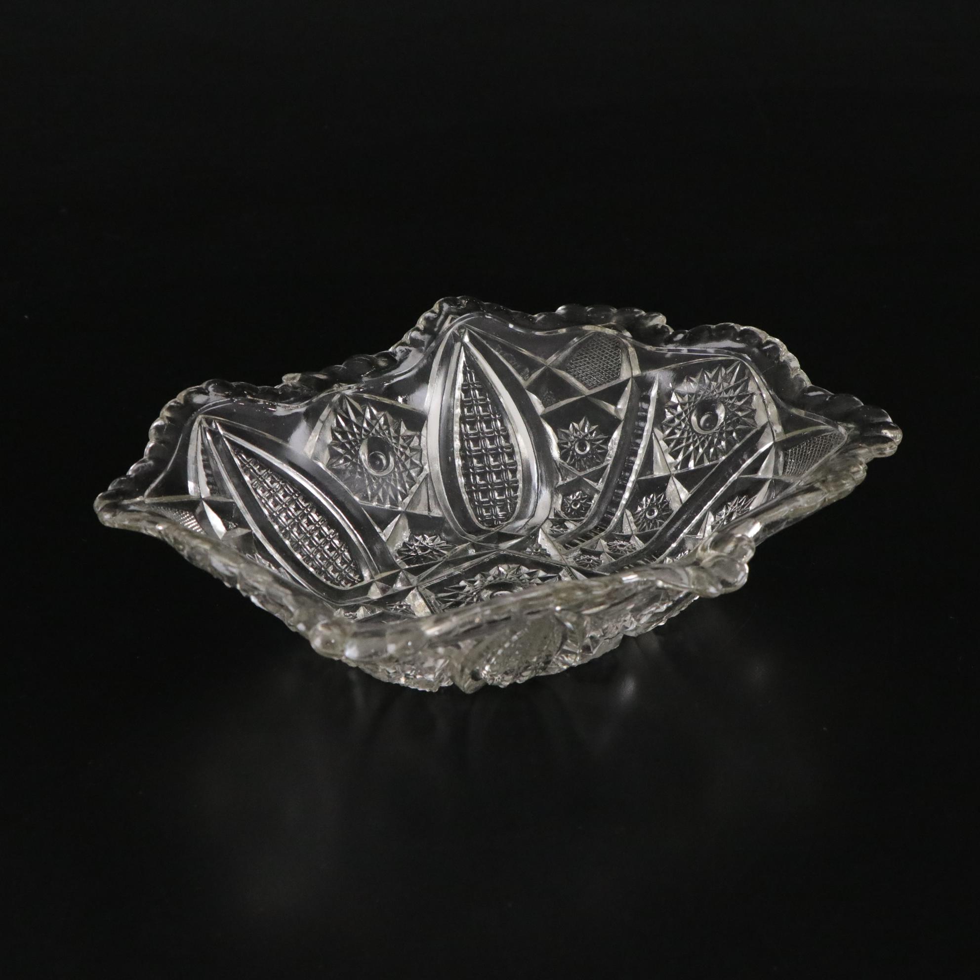 Silver Plate Teapot with American Brilliant Style Glass Dishes