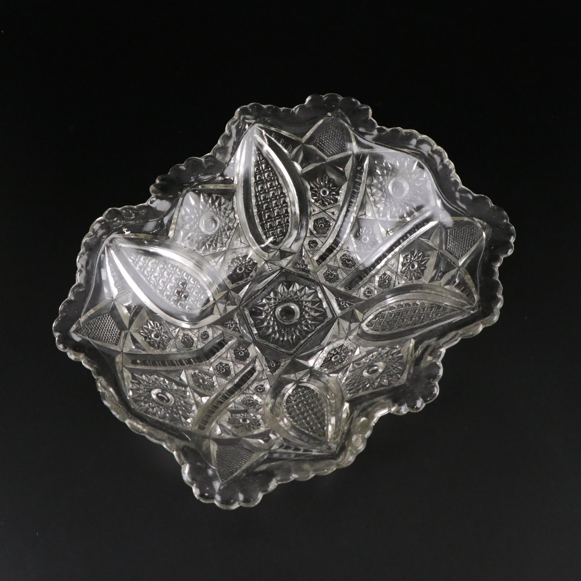 Silver Plate Teapot with American Brilliant Style Glass Dishes