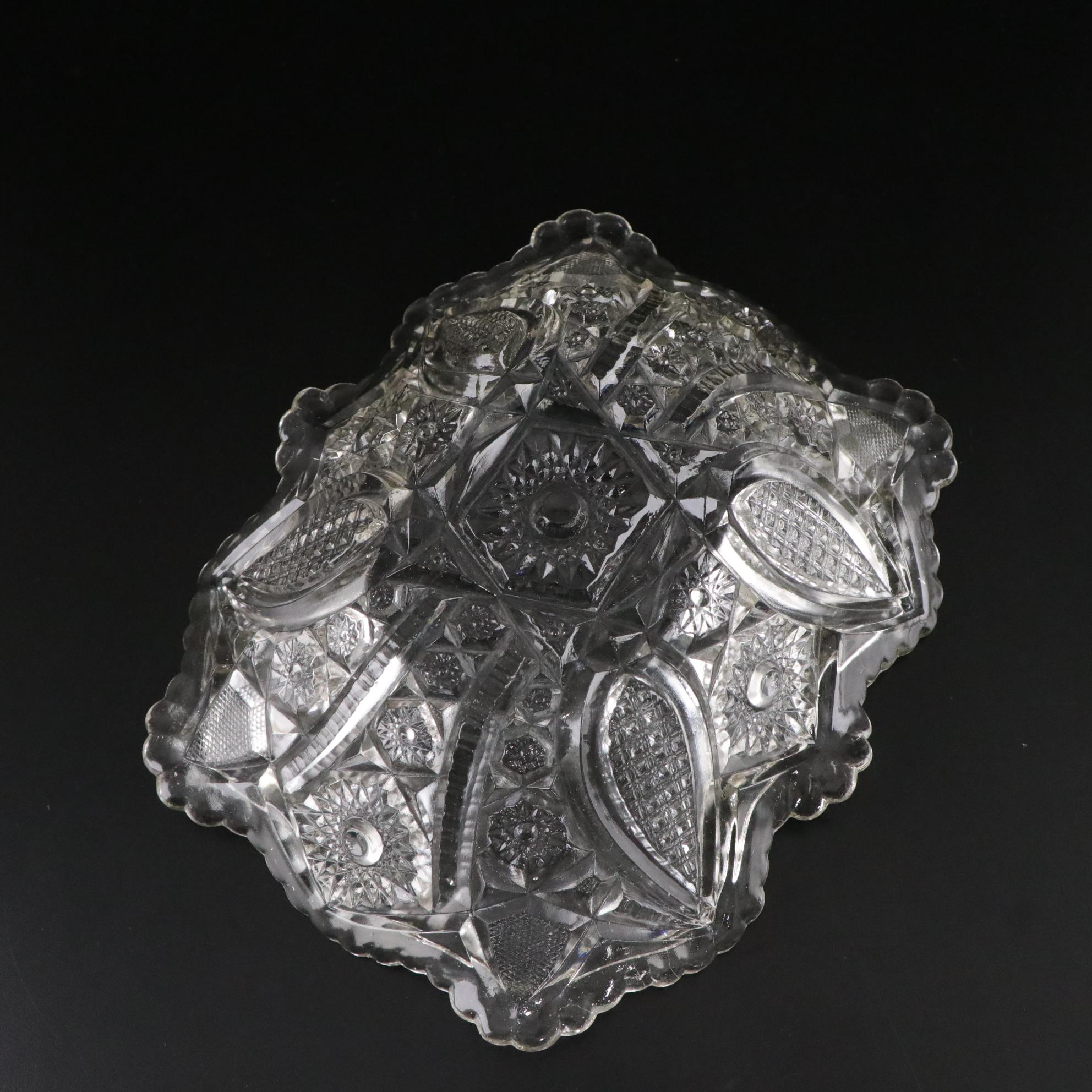 Silver Plate Teapot with American Brilliant Style Glass Dishes