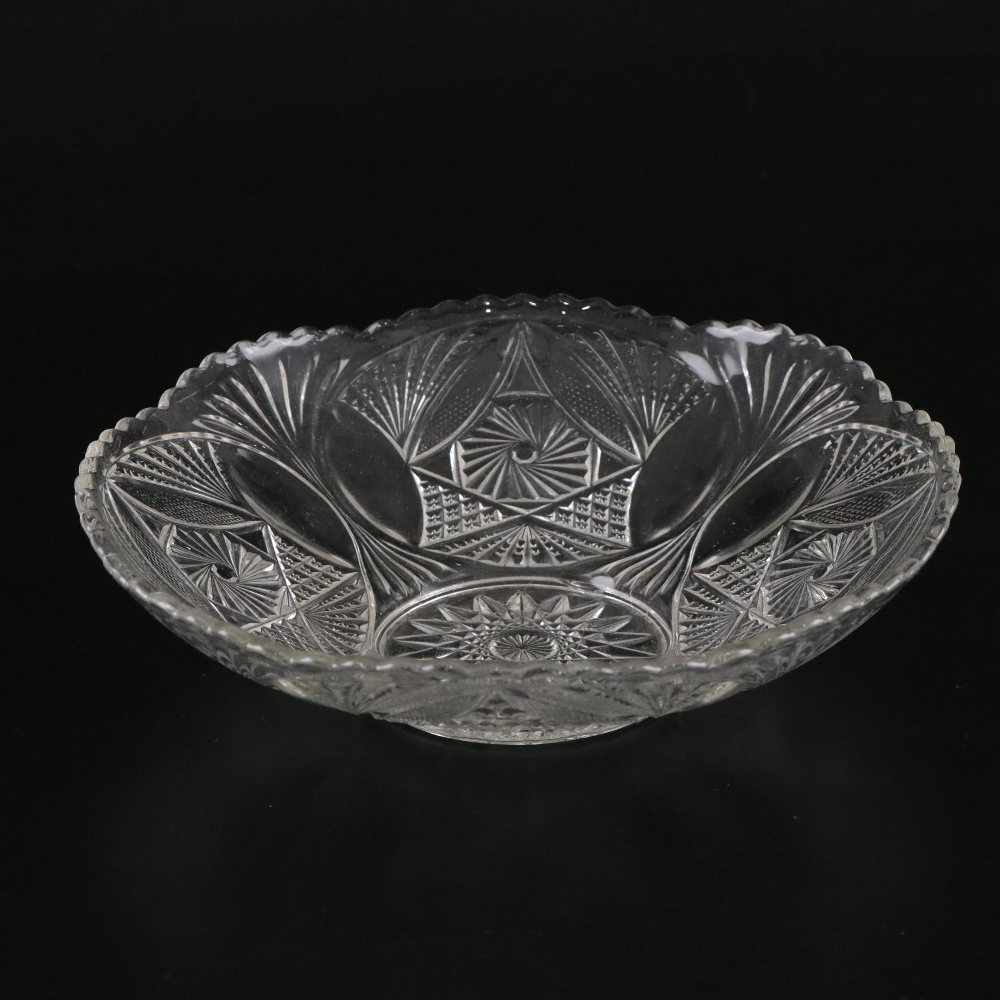 Silver Plate Teapot with American Brilliant Style Glass Dishes