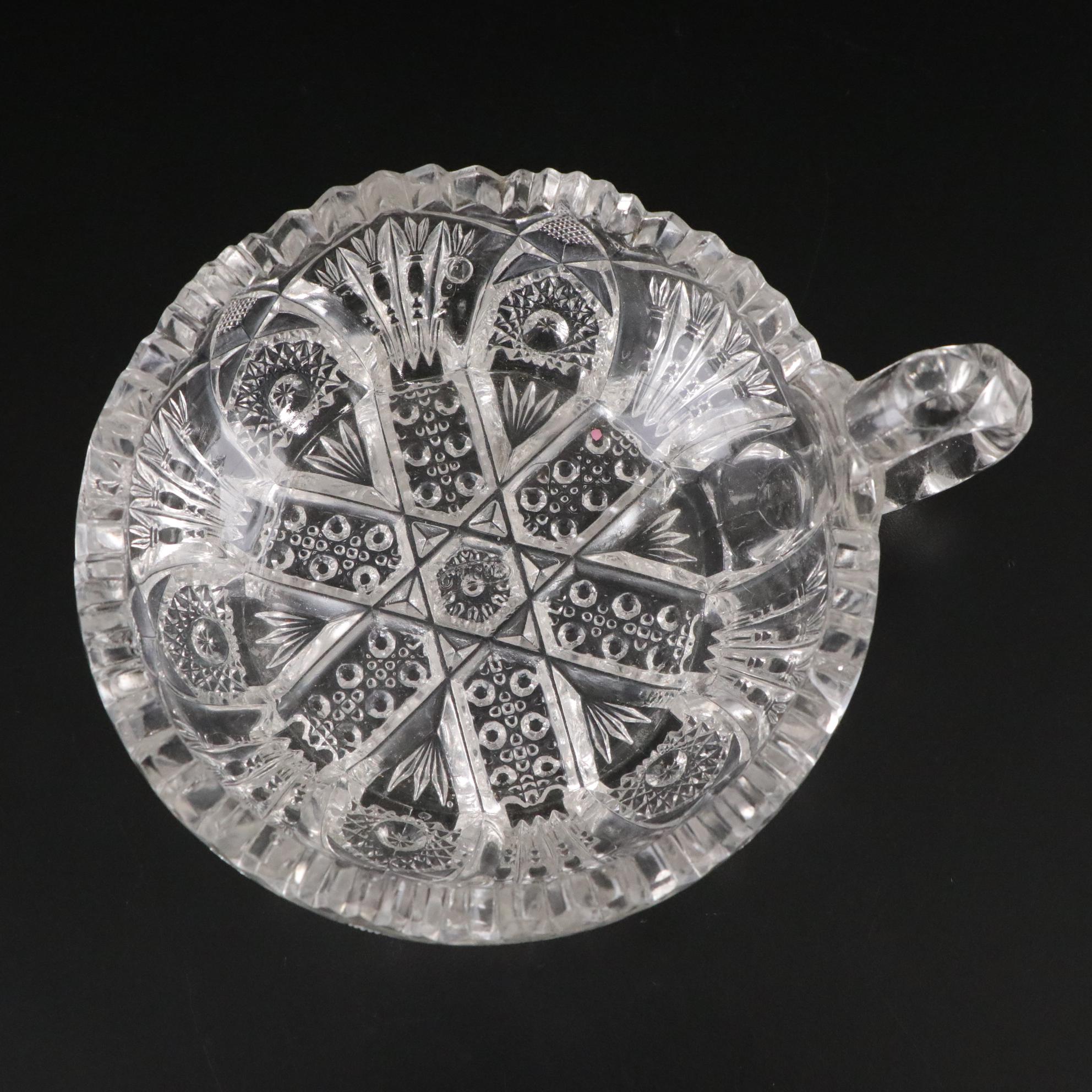 Silver Plate Teapot with American Brilliant Style Glass Dishes