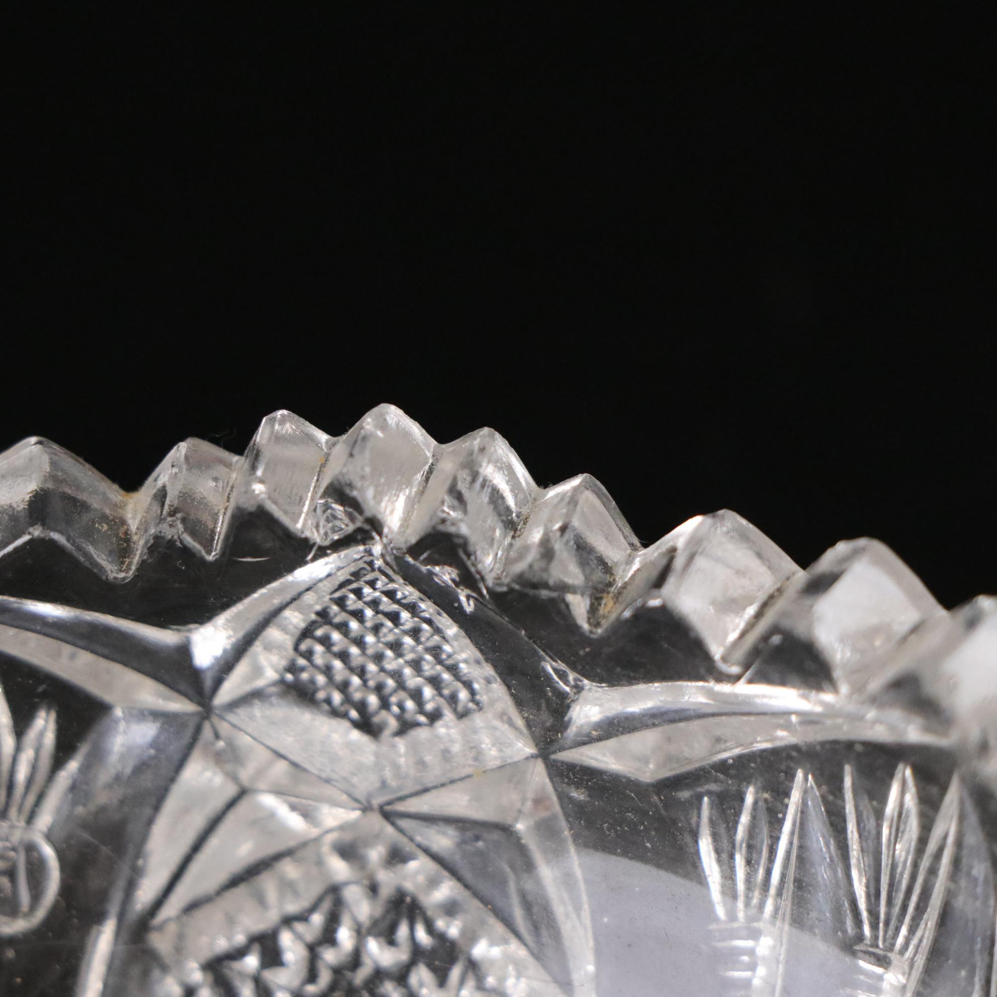 Silver Plate Teapot with American Brilliant Style Glass Dishes