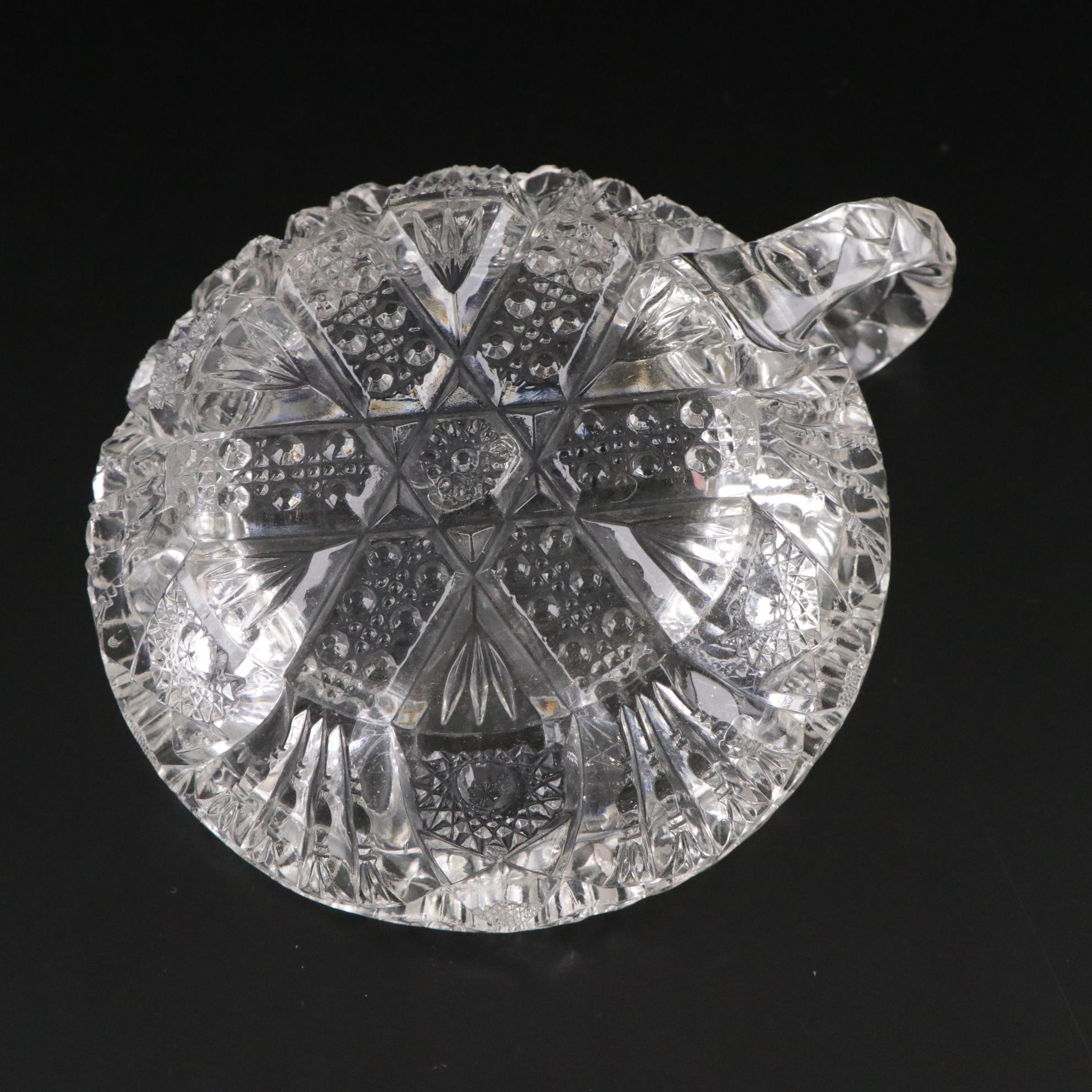 Silver Plate Teapot with American Brilliant Style Glass Dishes