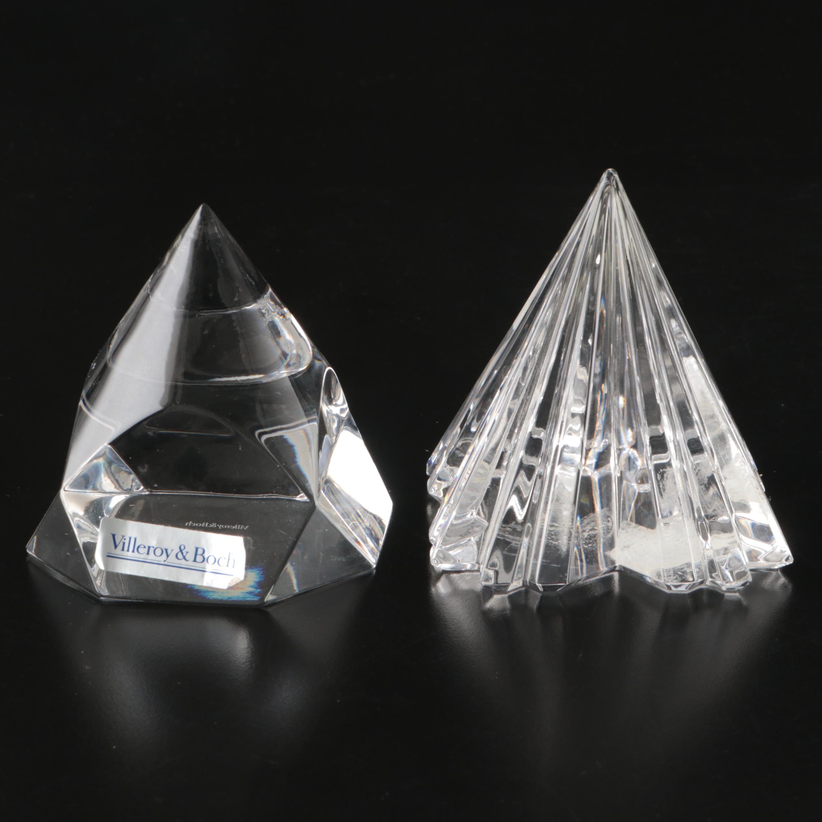 Waterford, Villeroy & Boch and Lenox Crystal Paperweights, Clock and Figurines