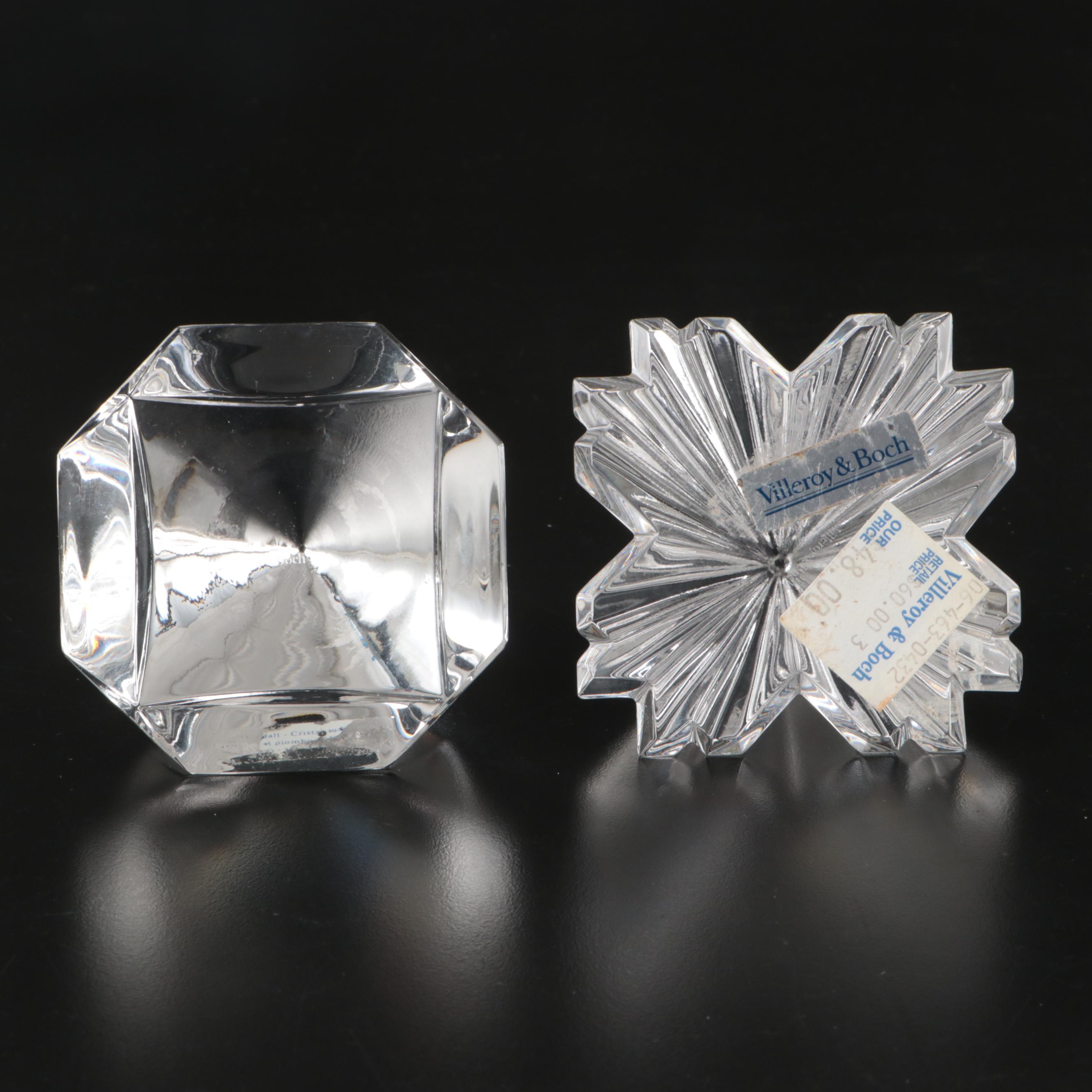 Waterford, Villeroy & Boch and Lenox Crystal Paperweights, Clock and Figurines