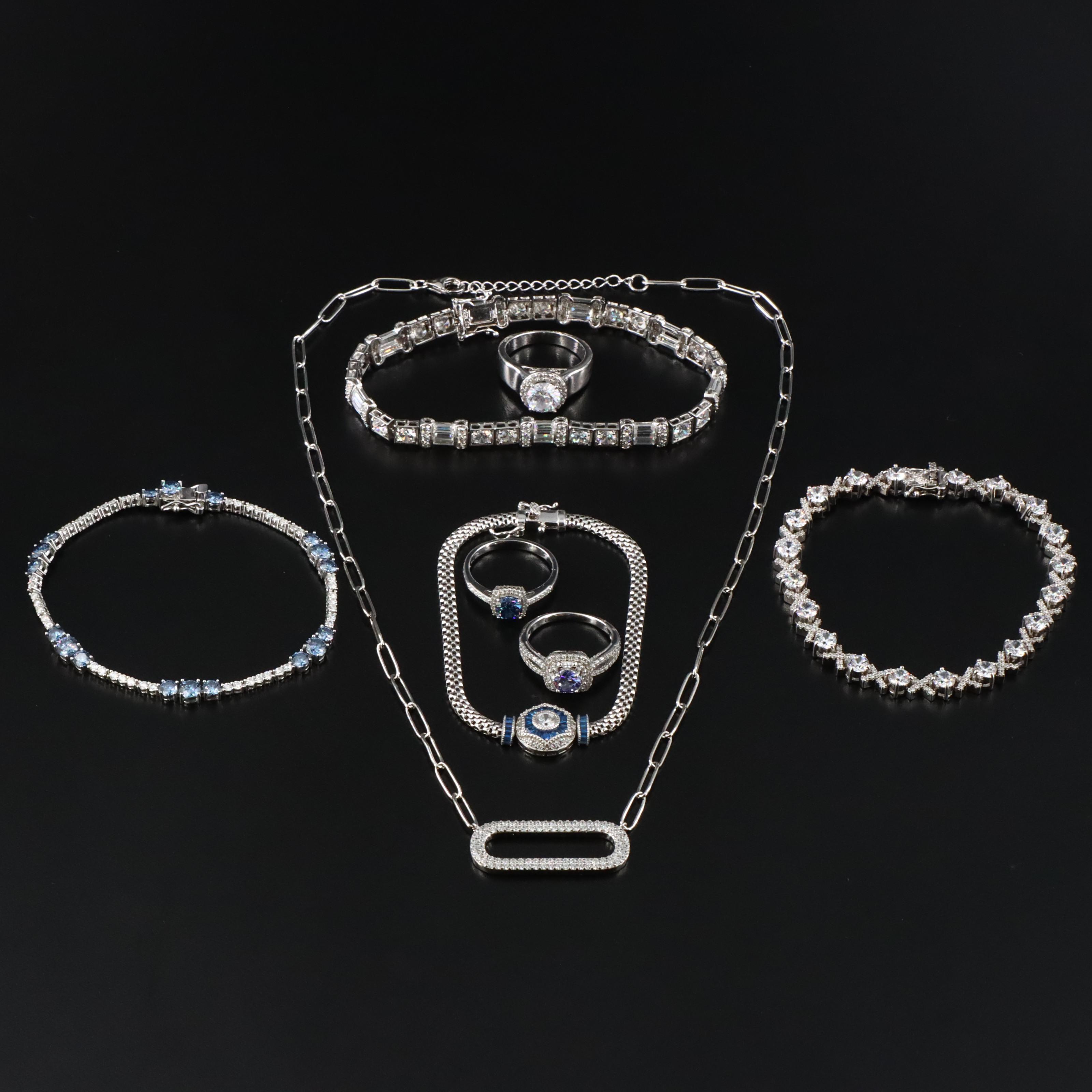 Sterling Moissanite, CZ, and Spinel Jewelry Collection