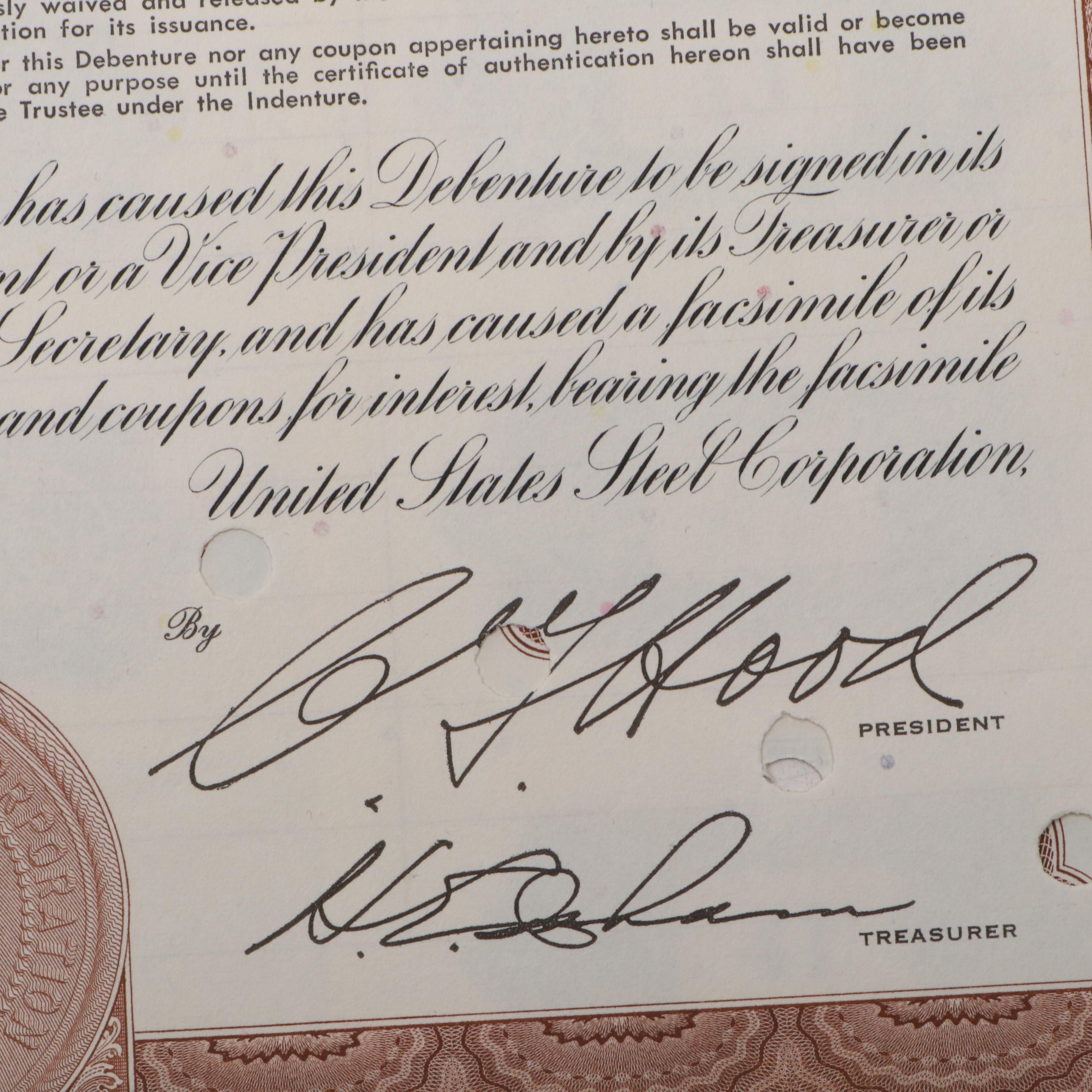 United States Steel Corporation 1,000 Shares Stock Certificate, 1958