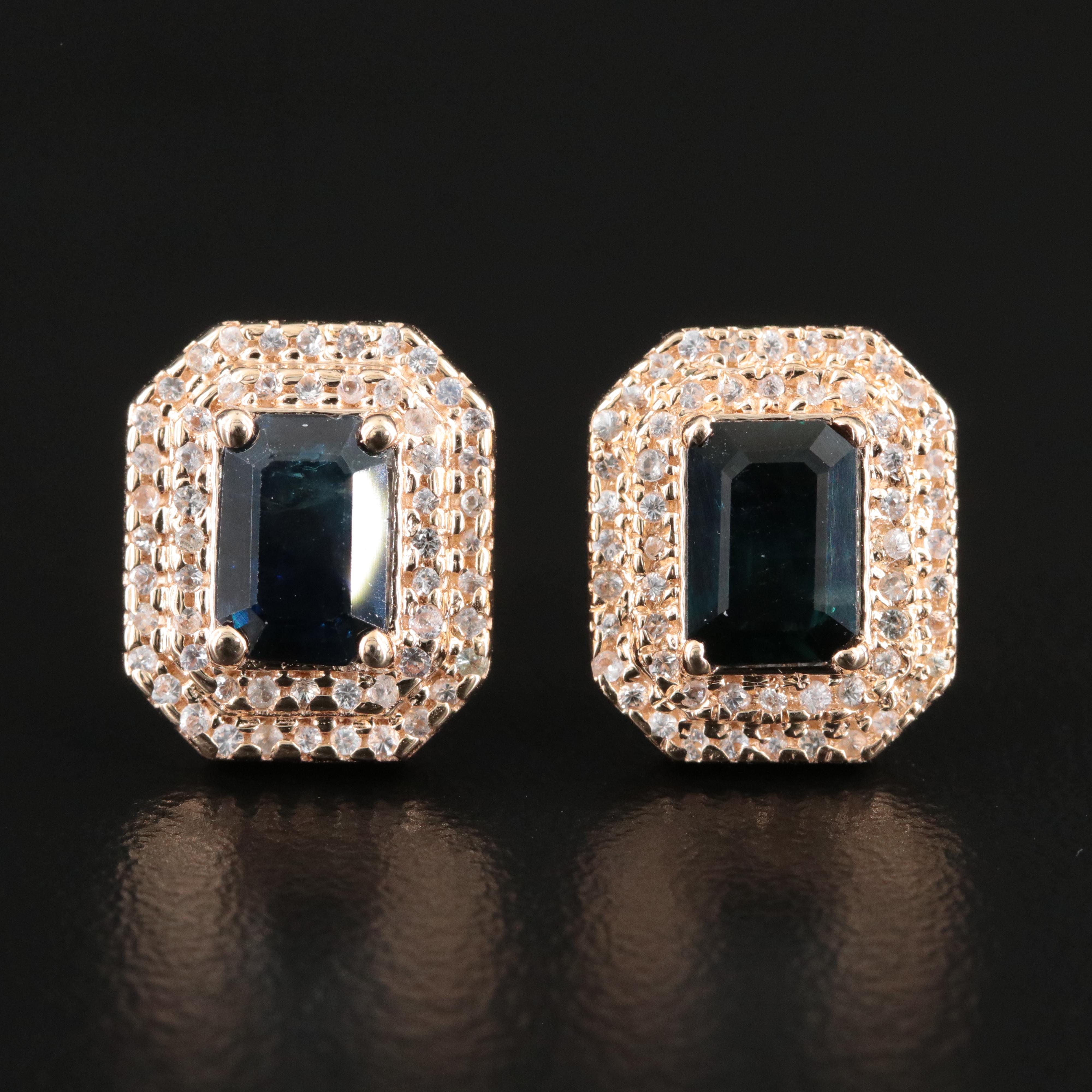 14K Sapphire and White Sapphire Earrings