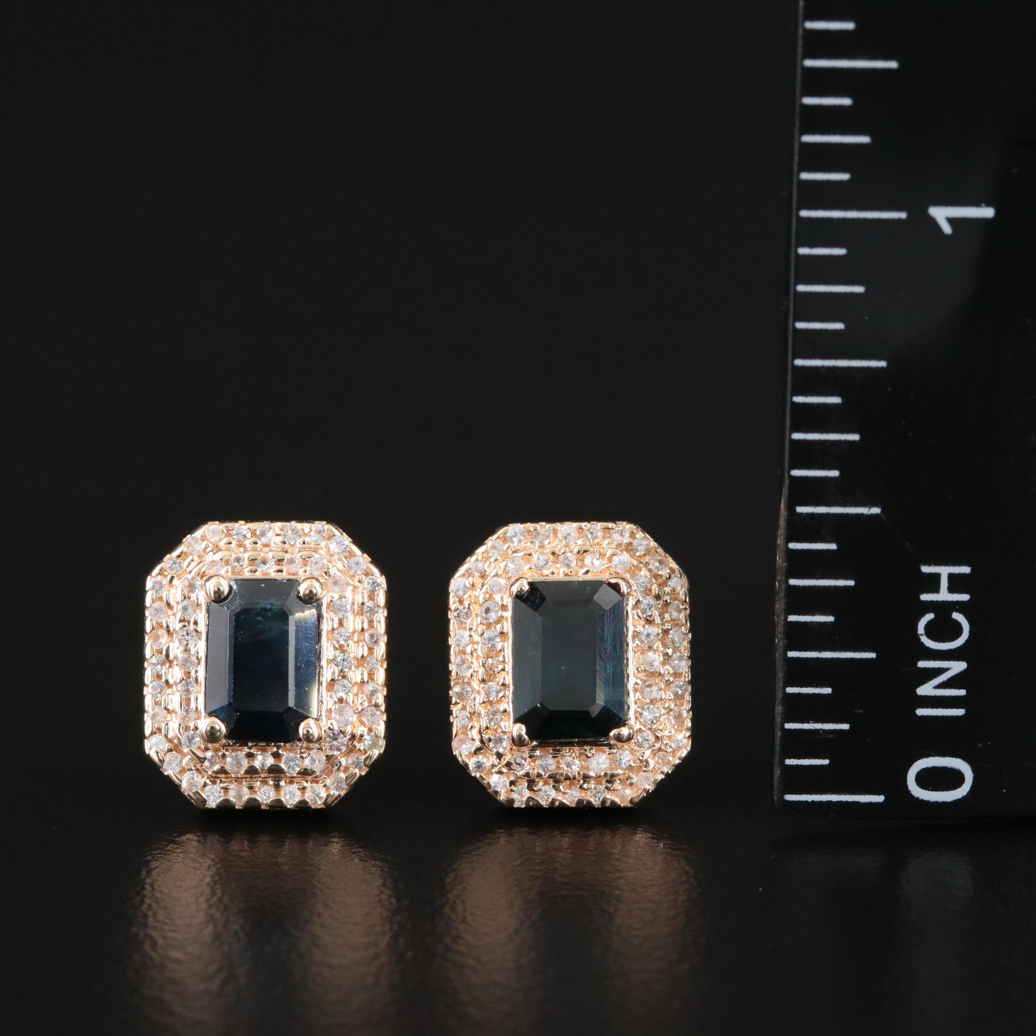 14K Sapphire and White Sapphire Earrings