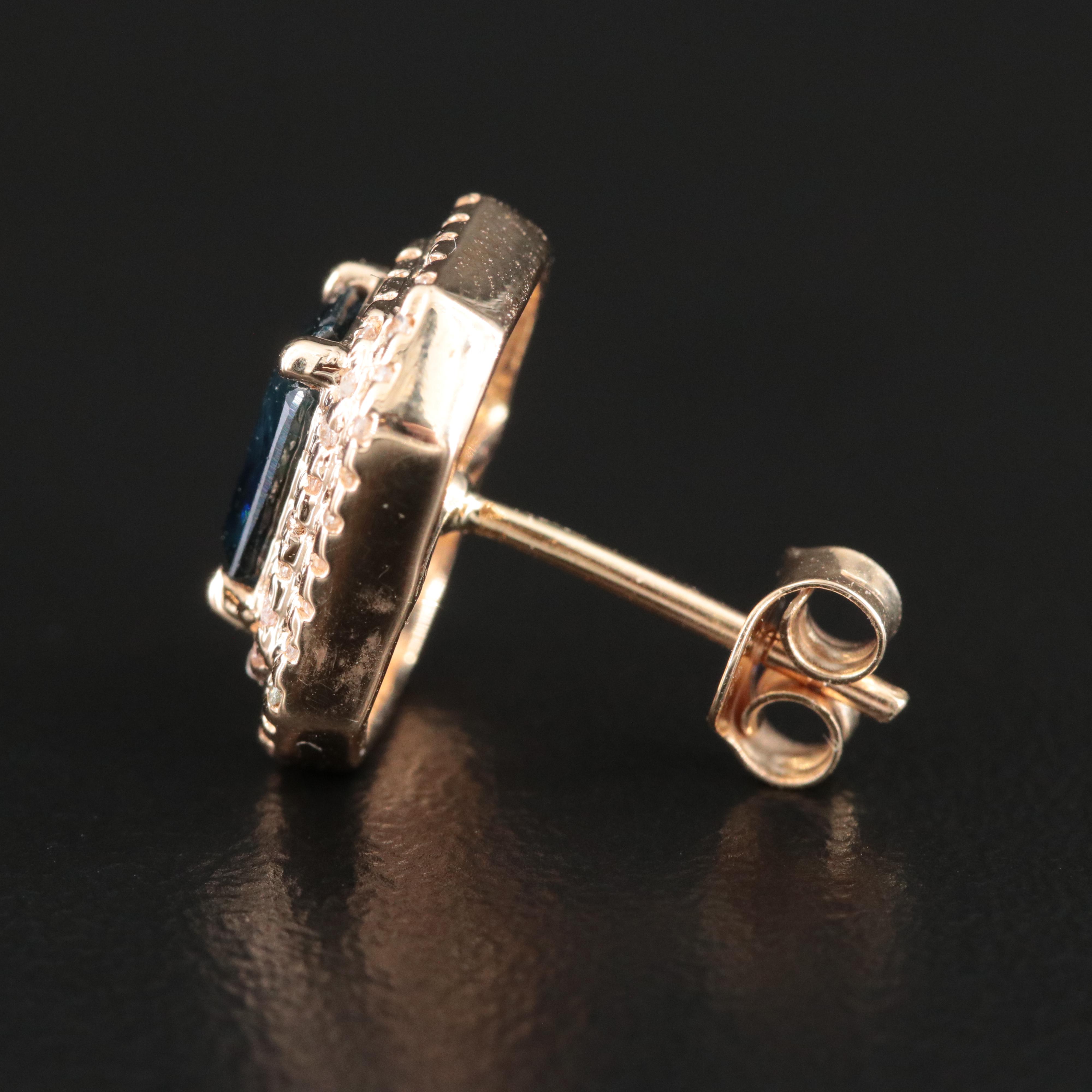 14K Sapphire and White Sapphire Earrings