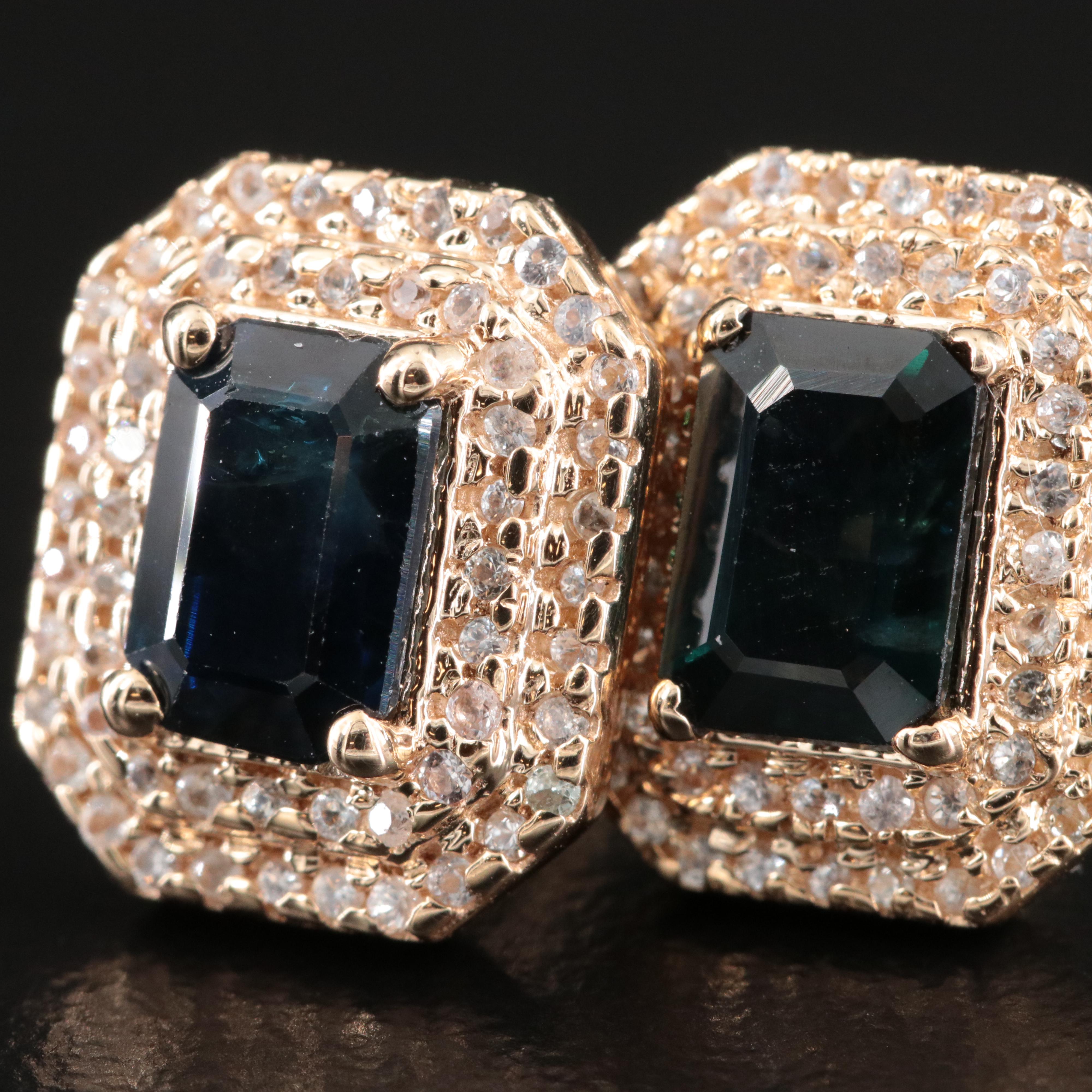 14K Sapphire and White Sapphire Earrings